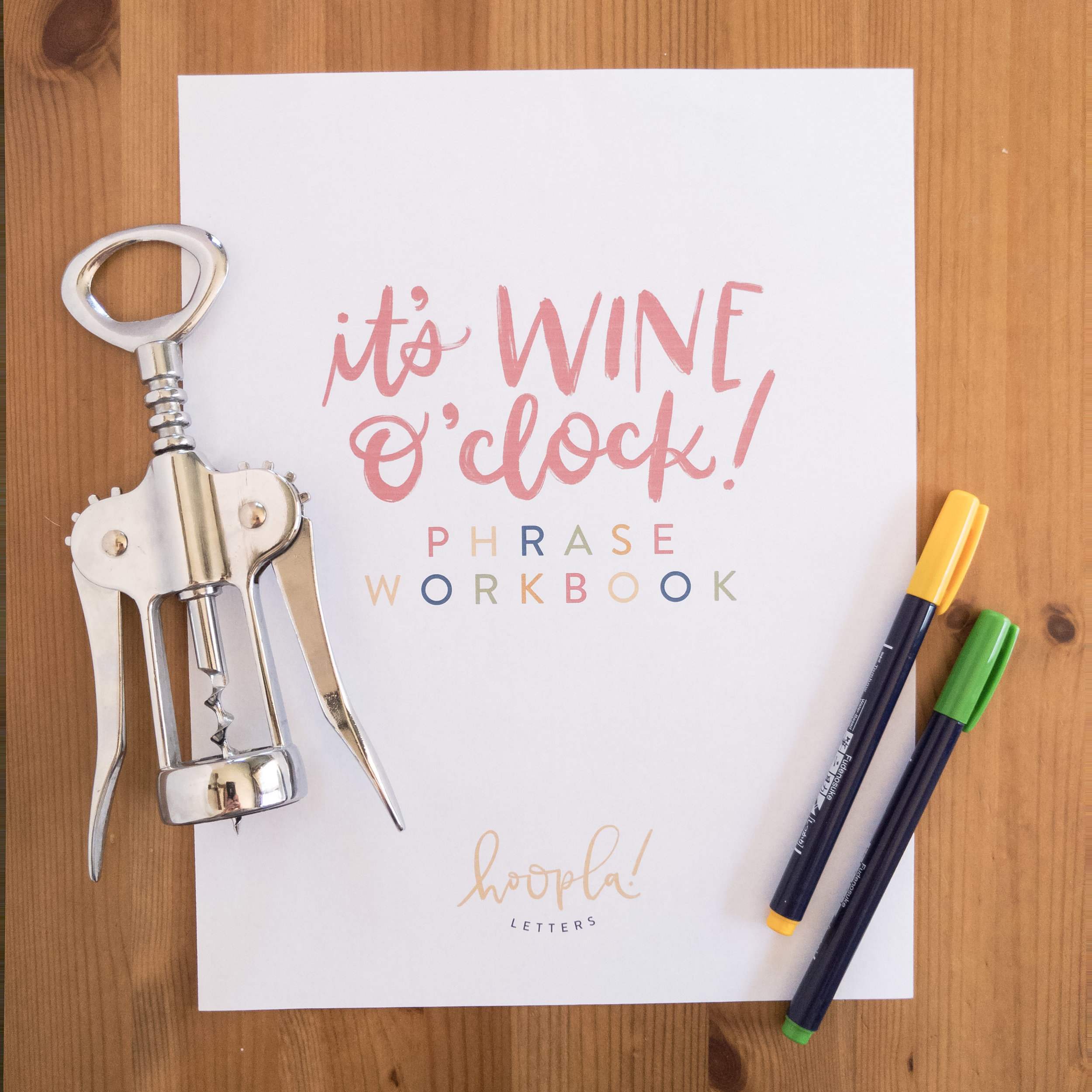 Wine O'Clock Workbook, PDF - Learn Calligraphy with Hoopla! Letters