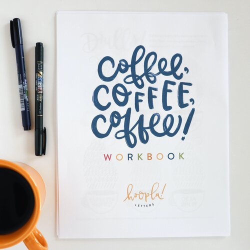 Coffee-Themed Intermediate Calligraphy Practice Workbook — Hoopla