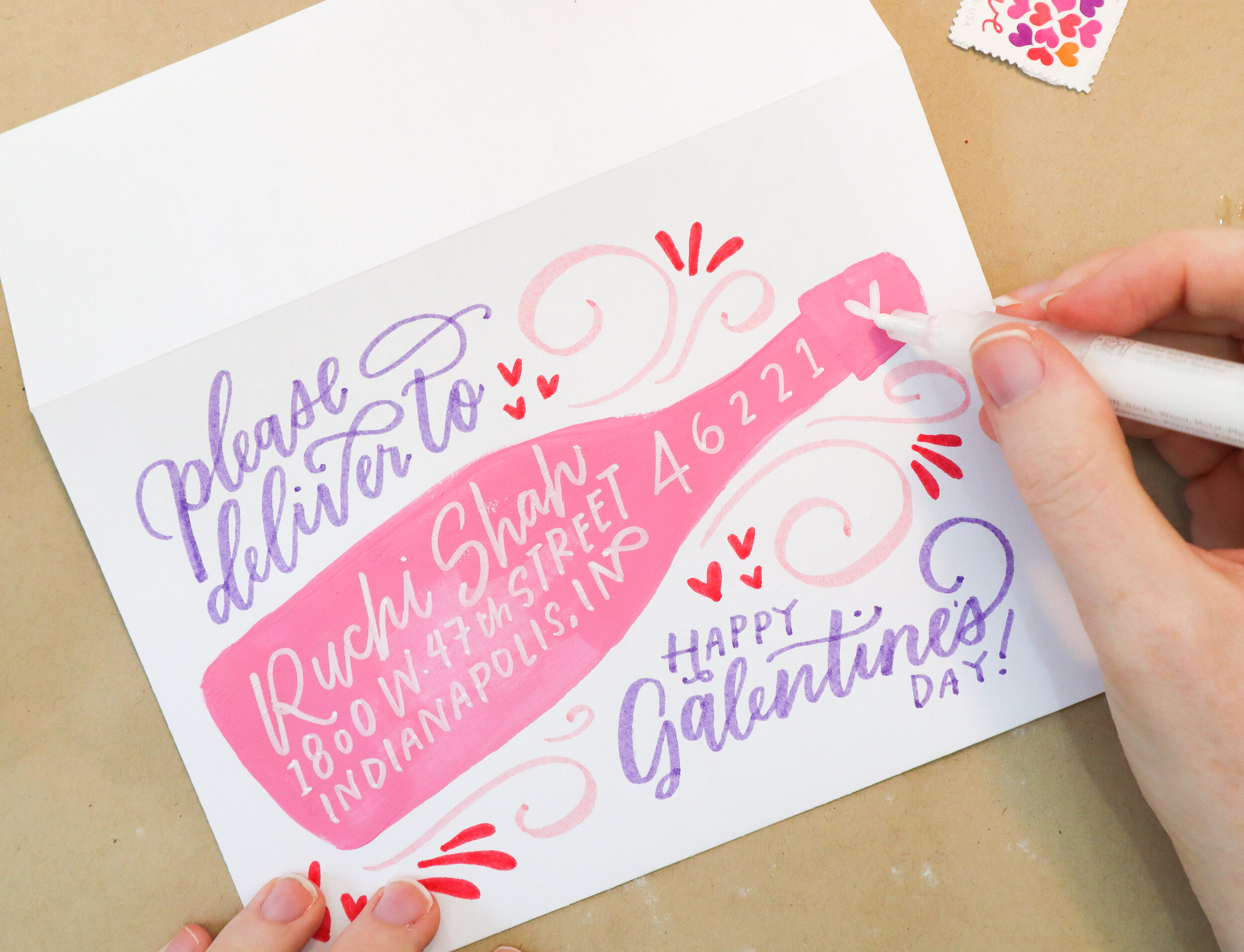Galentine's Champagne Mail Art Tutorial | Hoopla! Letters