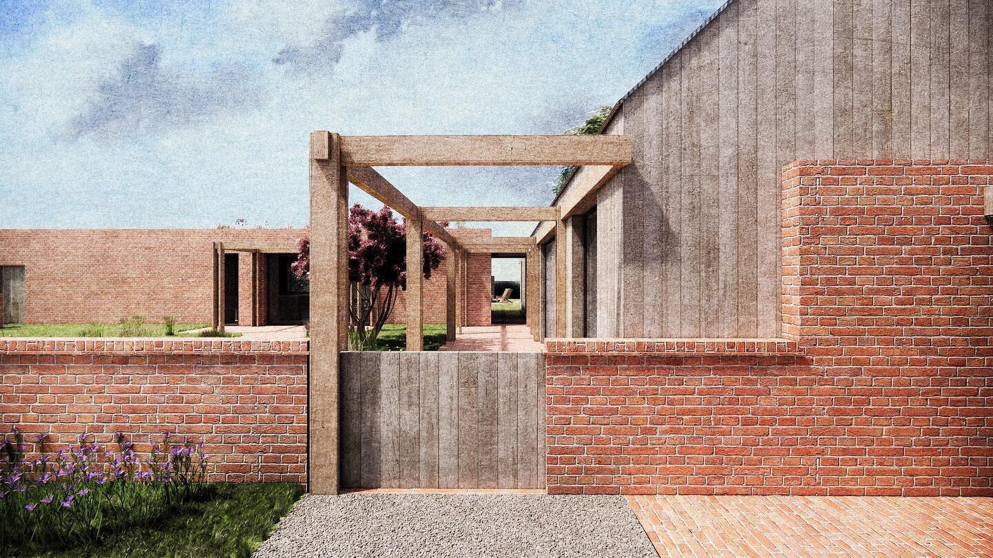 Entrance view to a project about to go before the planners. Based around a walled garden, this low energy house is designed as an integrated part of a new bio-diverse landscape. 

#architecture #architect #design #designer #architecturaldrawing #draw