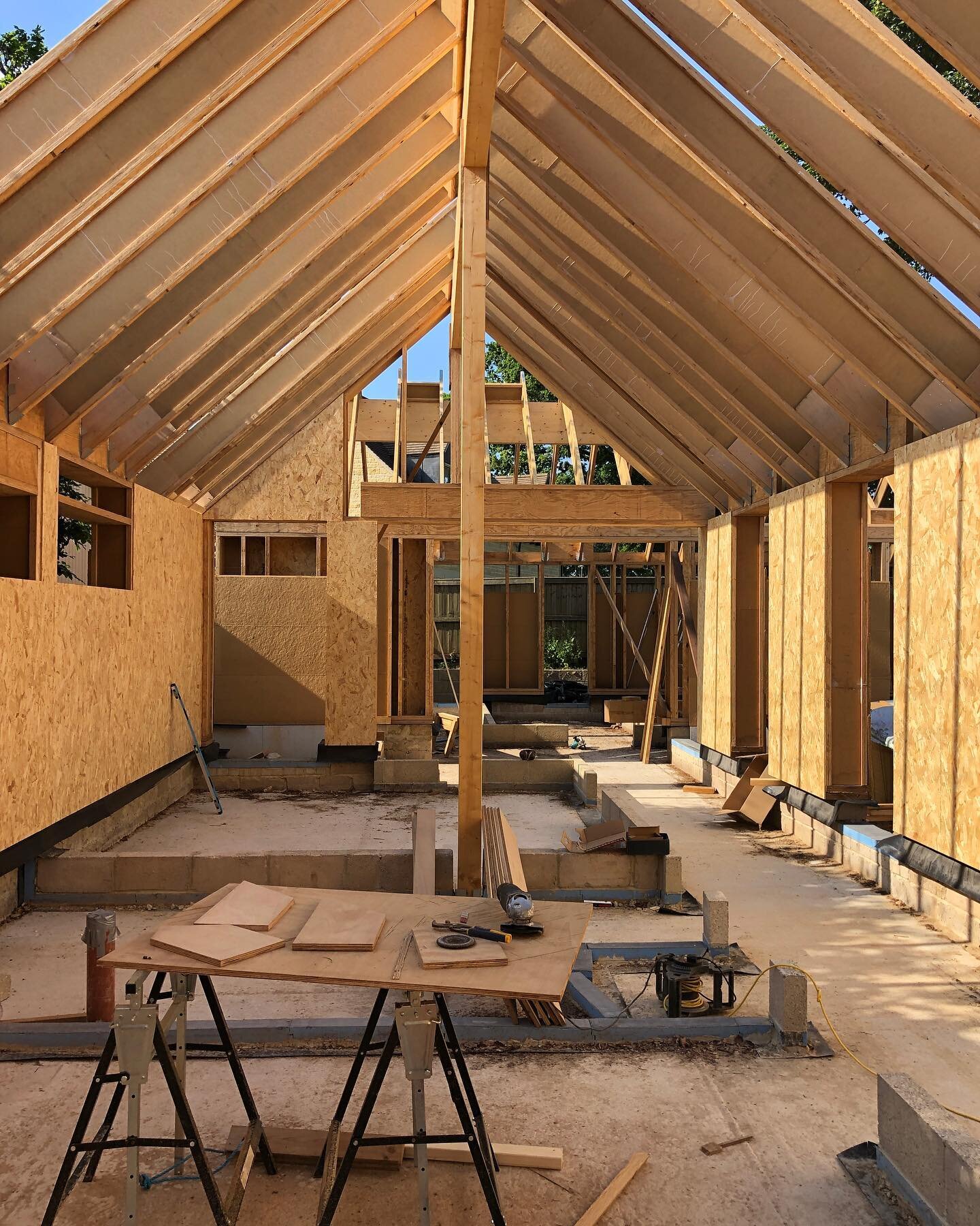 We currently have several self-build projects, with the clients taking on the bulk of the construction work themselves. 

Recently we took time away from the studio to assist with the construction of the timber frame at Stable House - a sustainable d