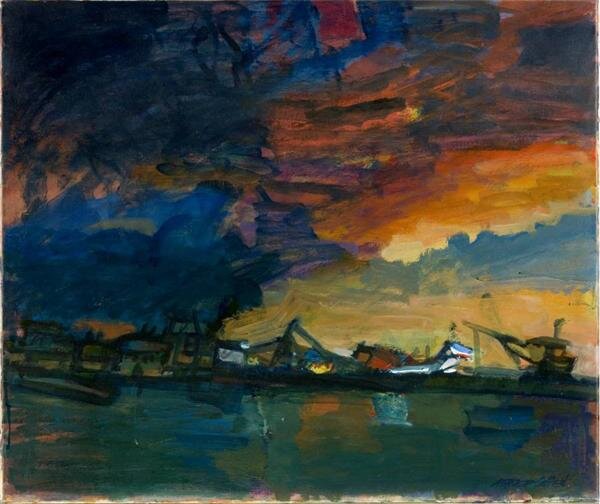   Alfred Cohen   Evening Sky – Wells  Oil on Canvas 1991 63.6 x 76 cm 