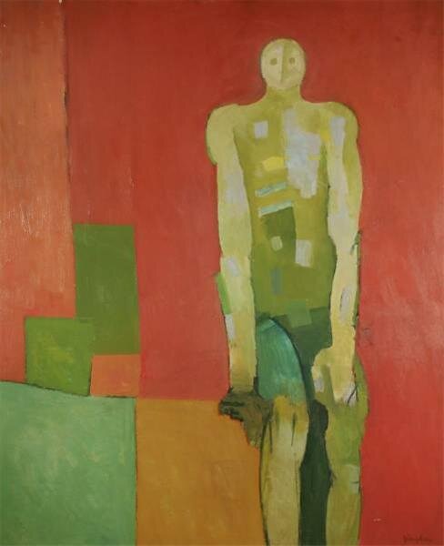   Keith Vaughan   Figure in a Red Room  Oil on sofboard Year unknown 121.1 x 99.8 cm 