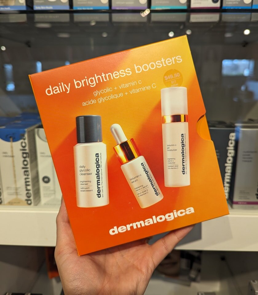 Spring in this week for some Vitamin C ☀️

Dermalogica's brightness boosters are a great way to give you a glow! 

This kit includes...
✨Daily glycolic cleanser
✨Biolumin C Serum 
✨Biolumin C Moisturizer