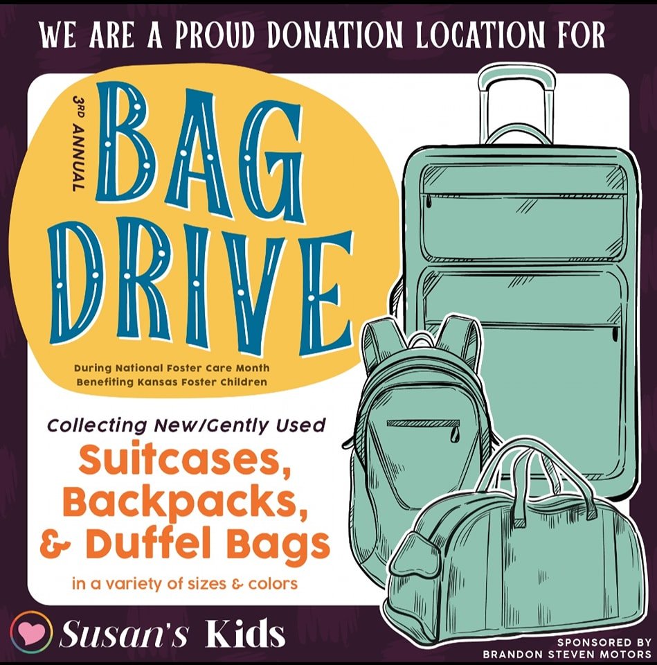 The month of MAY, we will be supporting Kansas foster children again with a bag drive! We are a proud donation location 🛍️ Details in the photo💕 Perfect time to do some spring cleaning and help us support this amazing cause!