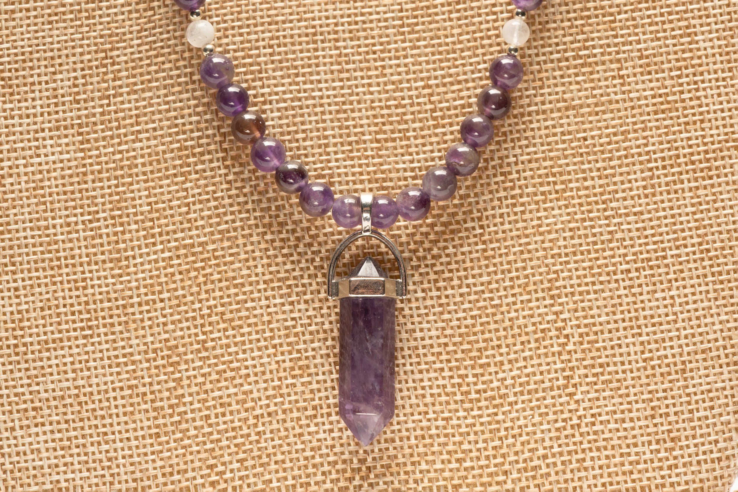 Amethyst stone with Moonstone & Amethyst Point Necklace.jpg