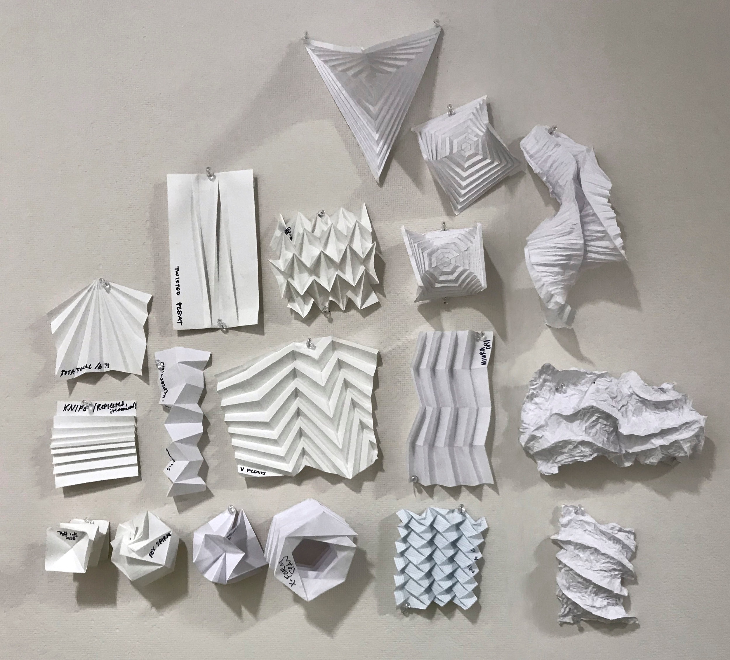  Tesselated paper tests based on Paul Jackson’s  Folding Techniques for Designers . 