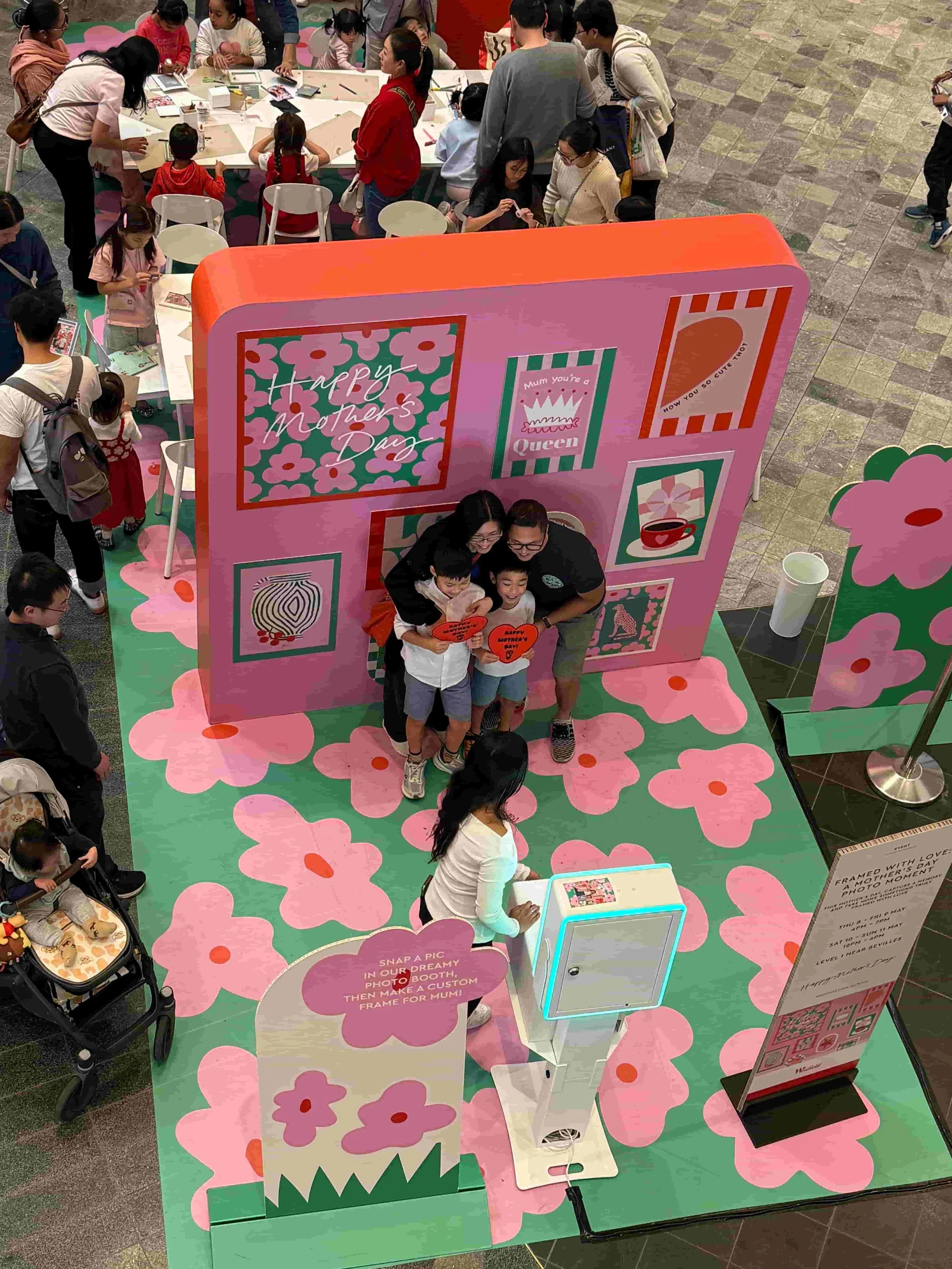 brand activation photo booth at a Westfield mother's day activation