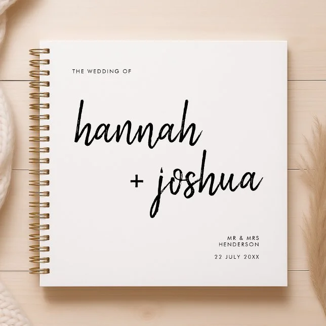 Personalised wedding guest book with photo booth strips and guest messages