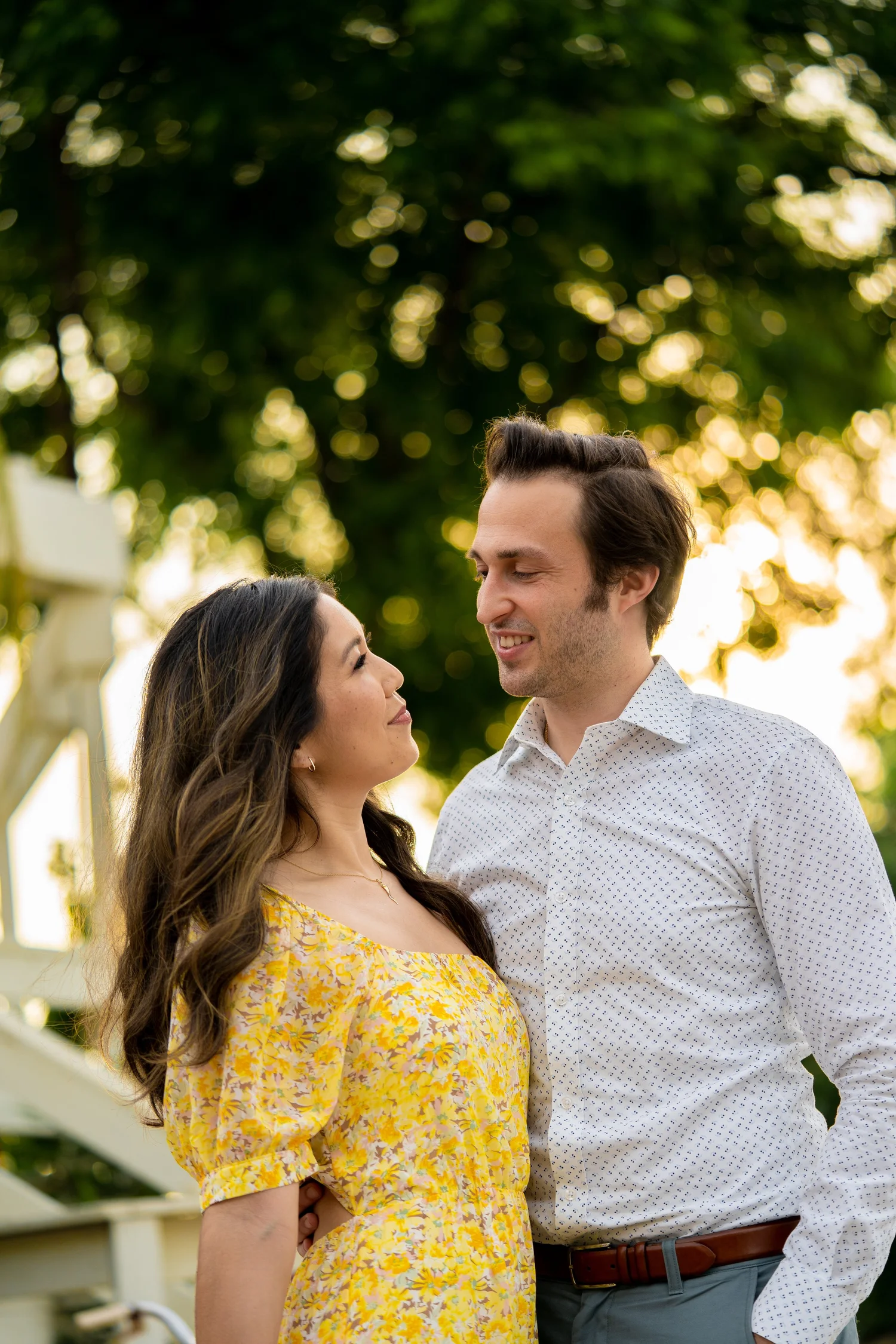 Couple during an outdoor engagement session