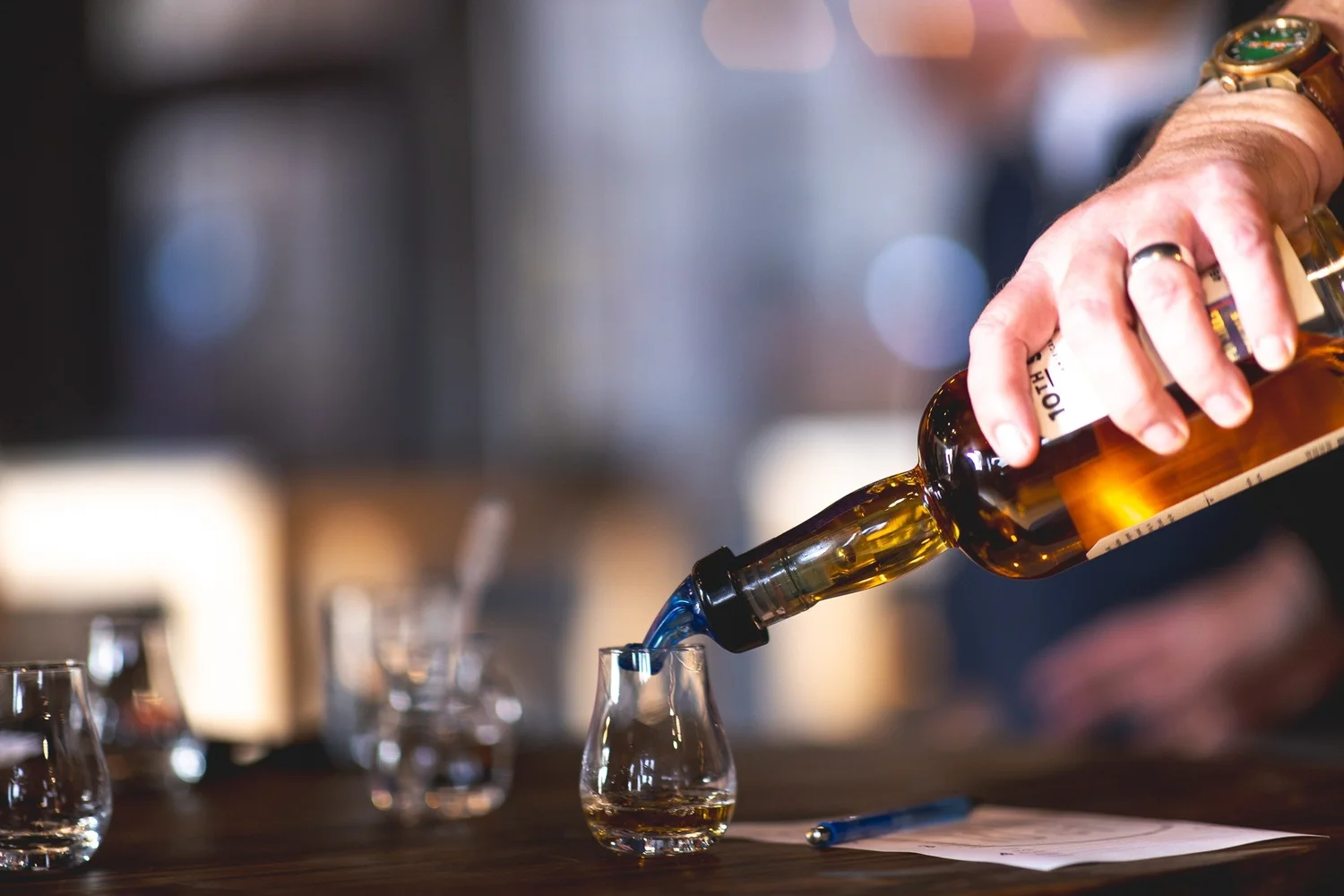 A selection of six 10th Street whiskies for tasting