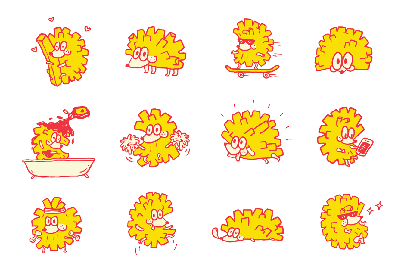 We enjoyed playing around with a lot of the brand elements, especially the hedgehog which we illustrated doing different activities.