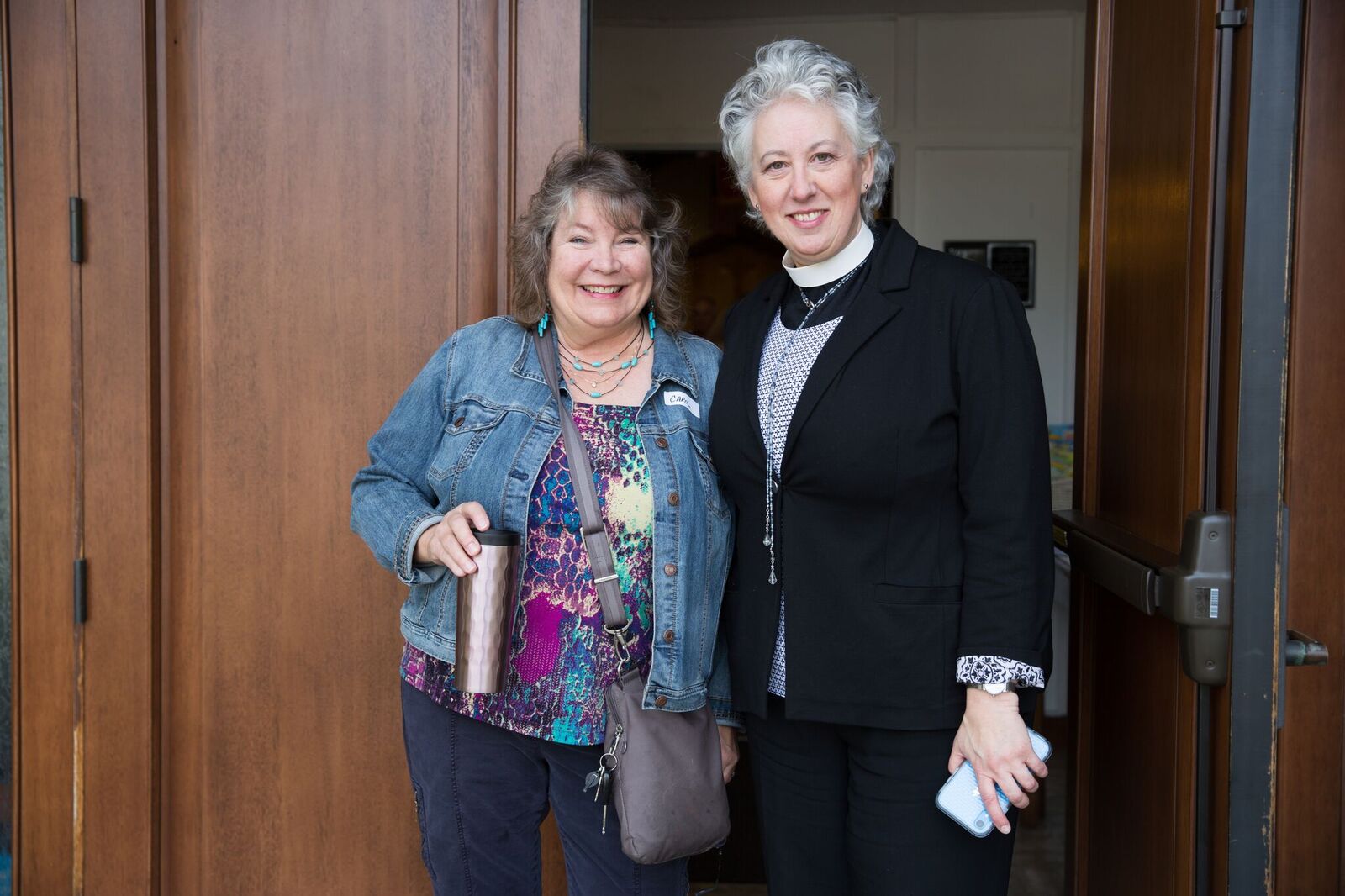 The Rev. Jill Honodel with parishioner Carol Richardson.