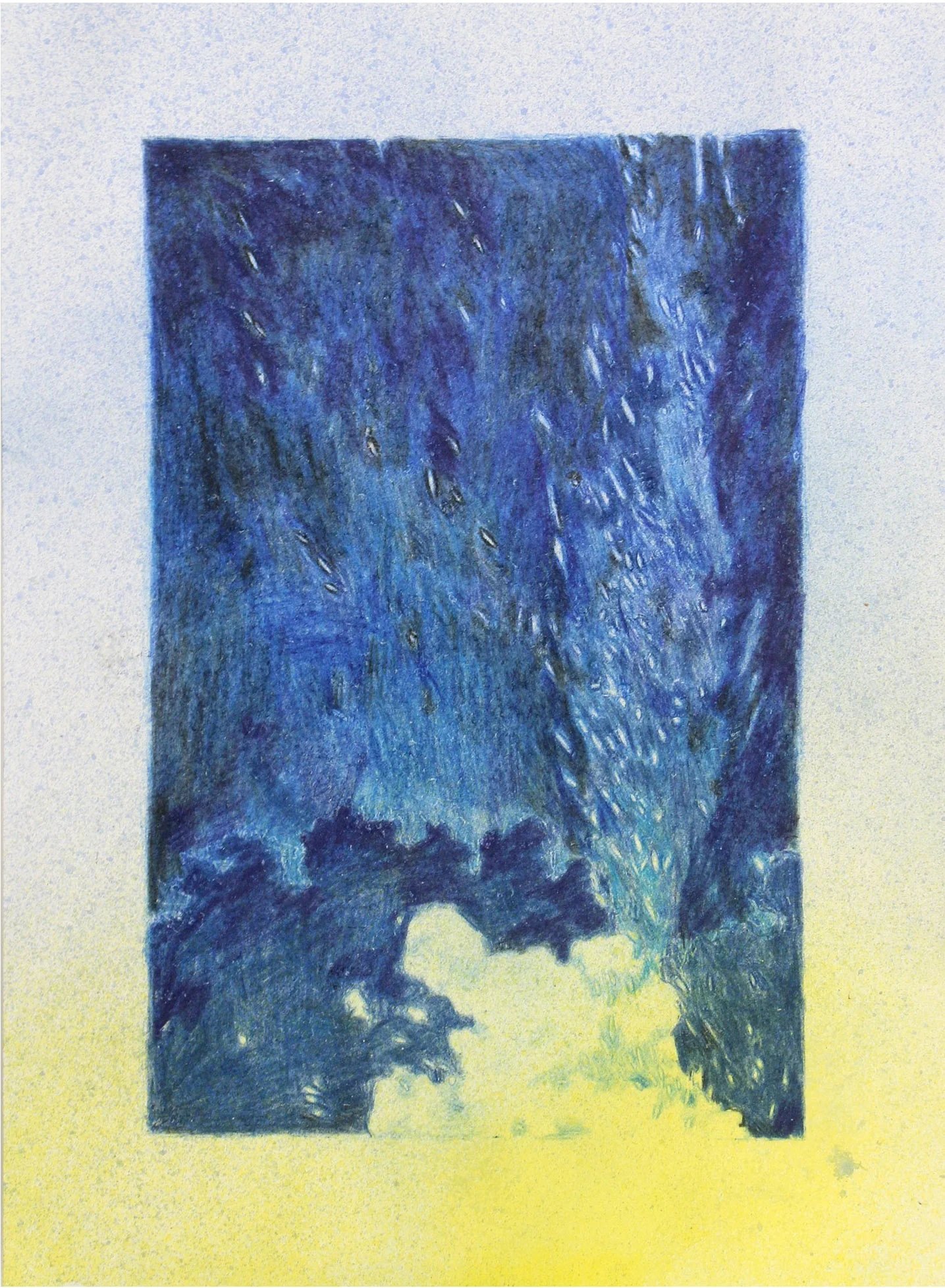 Fireworks study #1. Colored pencil, acrylic. 2019. 14 x 11”