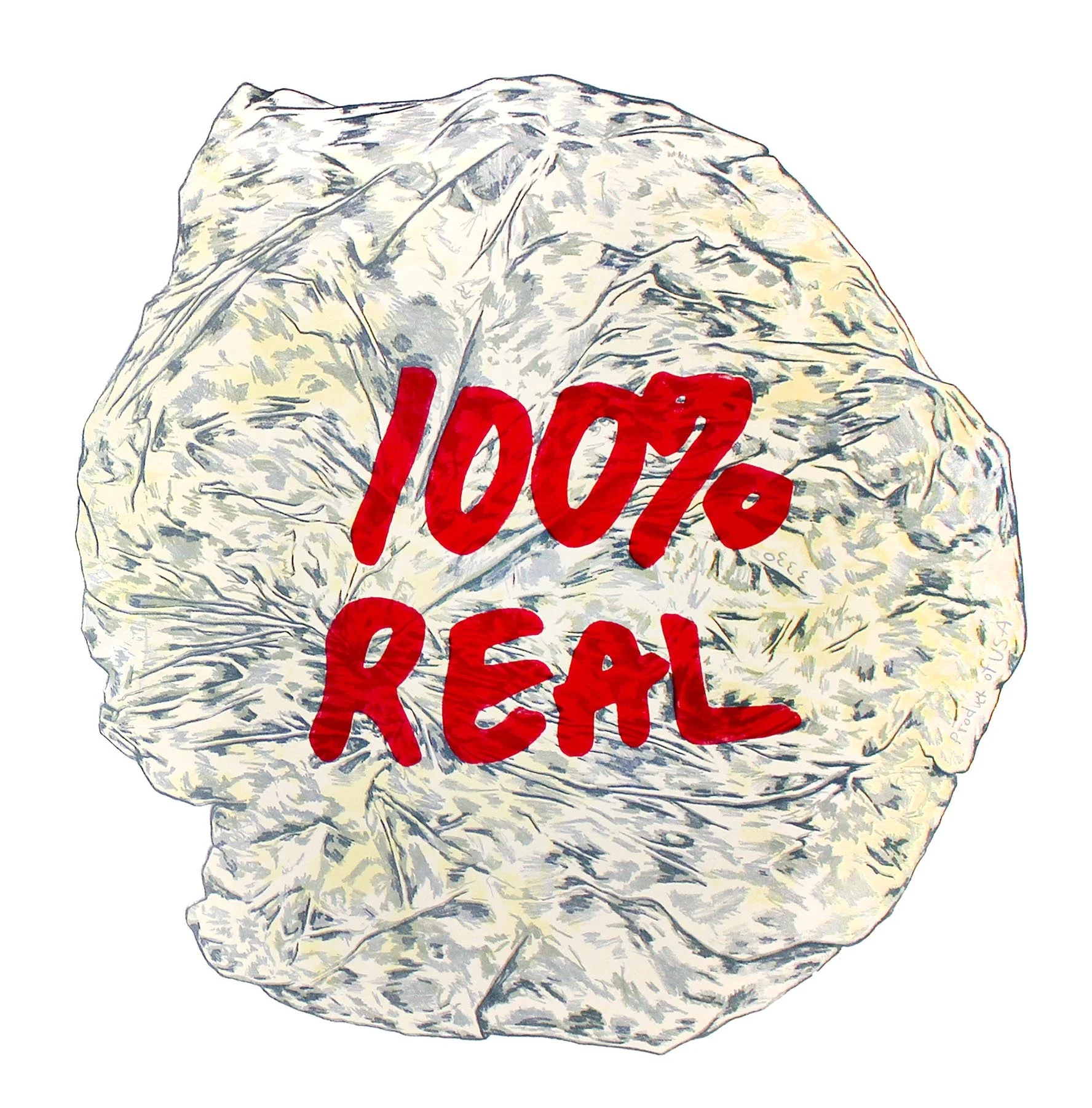 X-TRA REAL (greasy) . Stone lithography. 23 x 22” 2015.