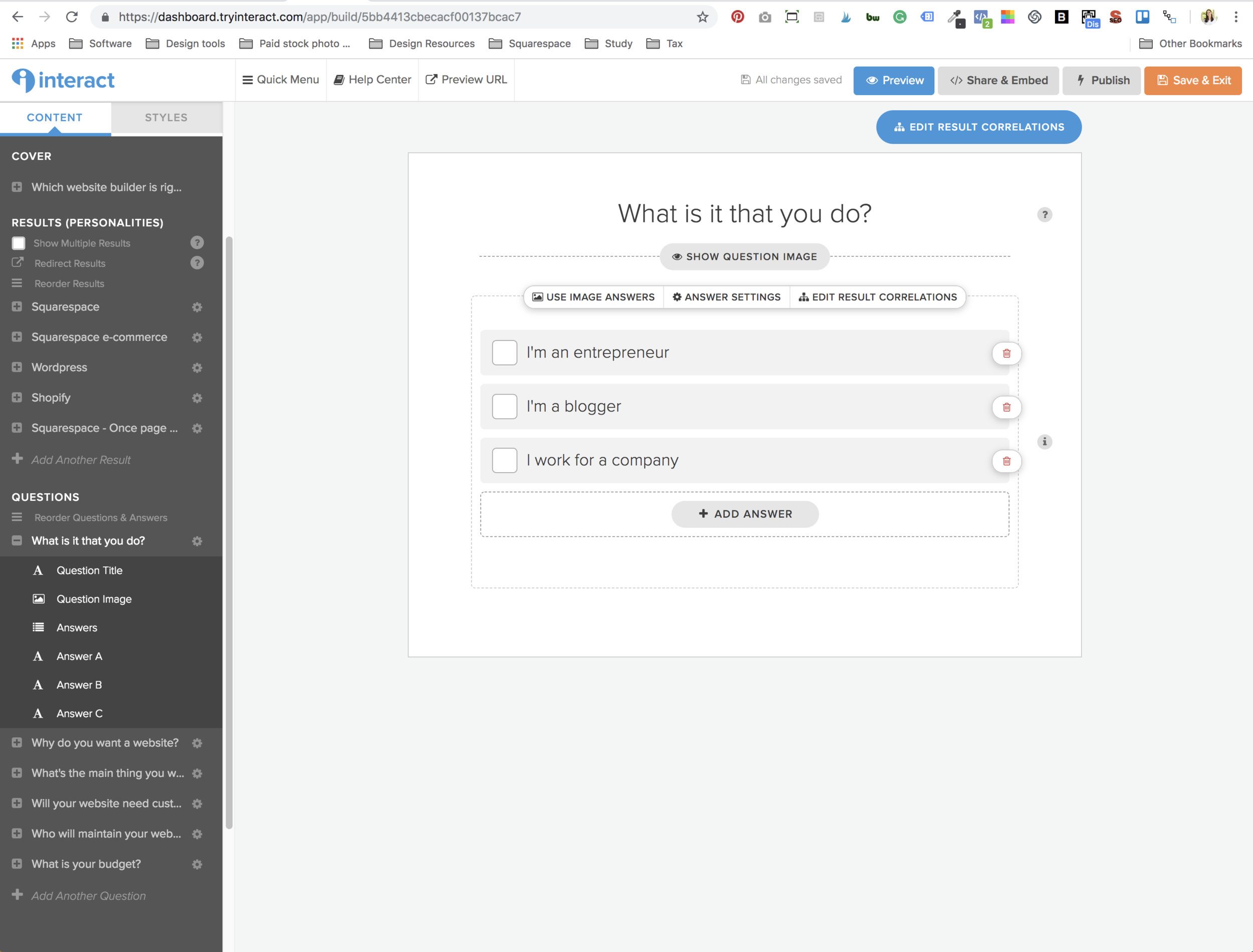 Interactive quiz for your Squarespace website — Simply Whyte Design