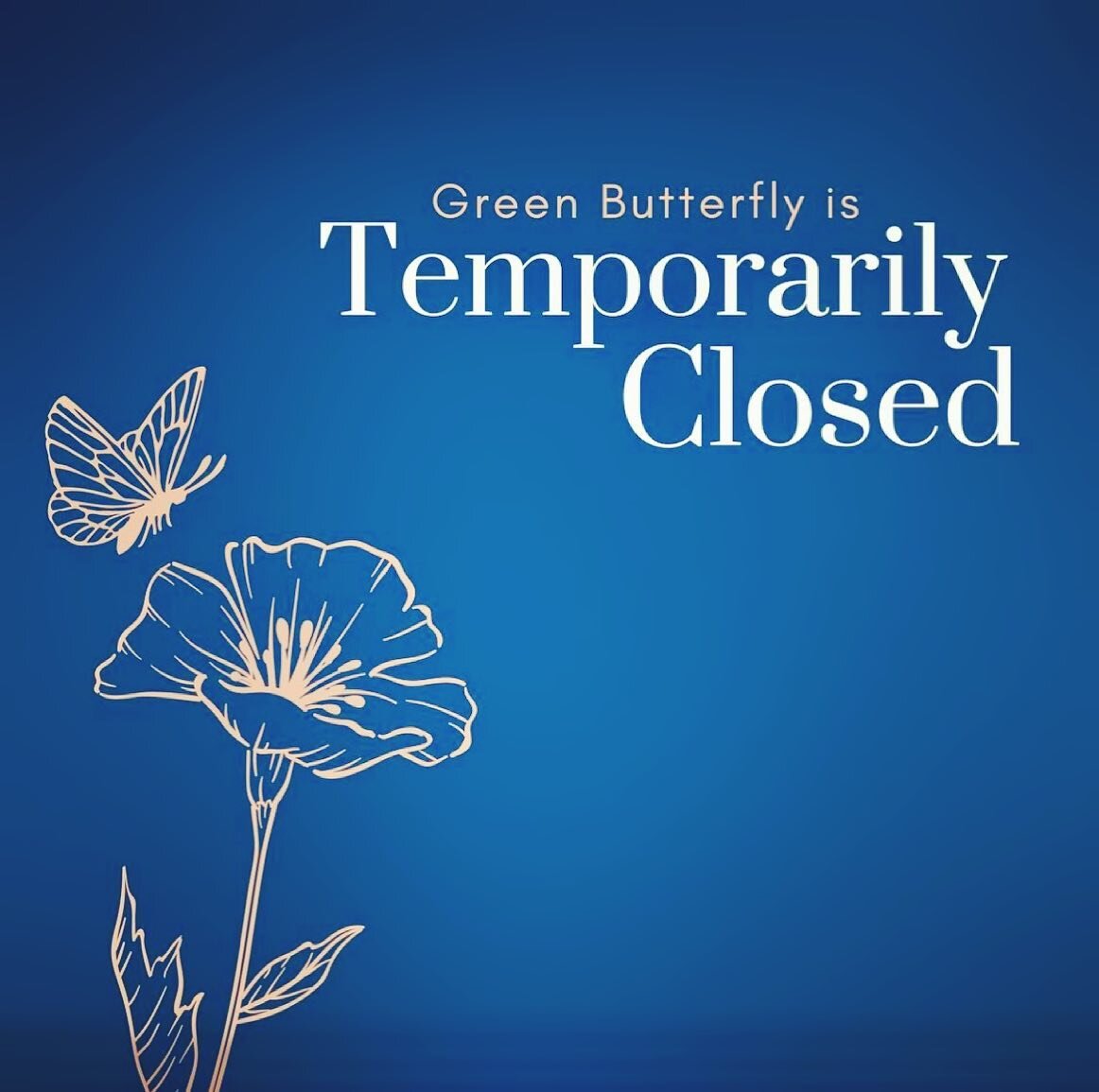 Green Butterfly will be closed until Friday 4th June, due to the current restrictions.
All appointments will be contacted to reschedule as soon as possible.
Thank you for your patience! ❤️
Stay safe, see you all soon !