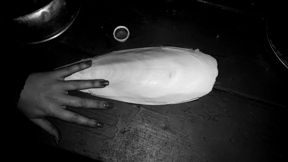 A large cuttlefish bone found on the beach at night in The Coorong on the way to Whyalla- a sign we were getting close. Cuttlebones are used for controlling buoyancy by the Cuttlefish allowing them to move in multiple directions throughout the water. This adds to their impressive roster of adaptive skills. Cuttlebones have also been used for eons by jewellers as a metal casting material. All black and white photos by Keelan O’Hehir.
