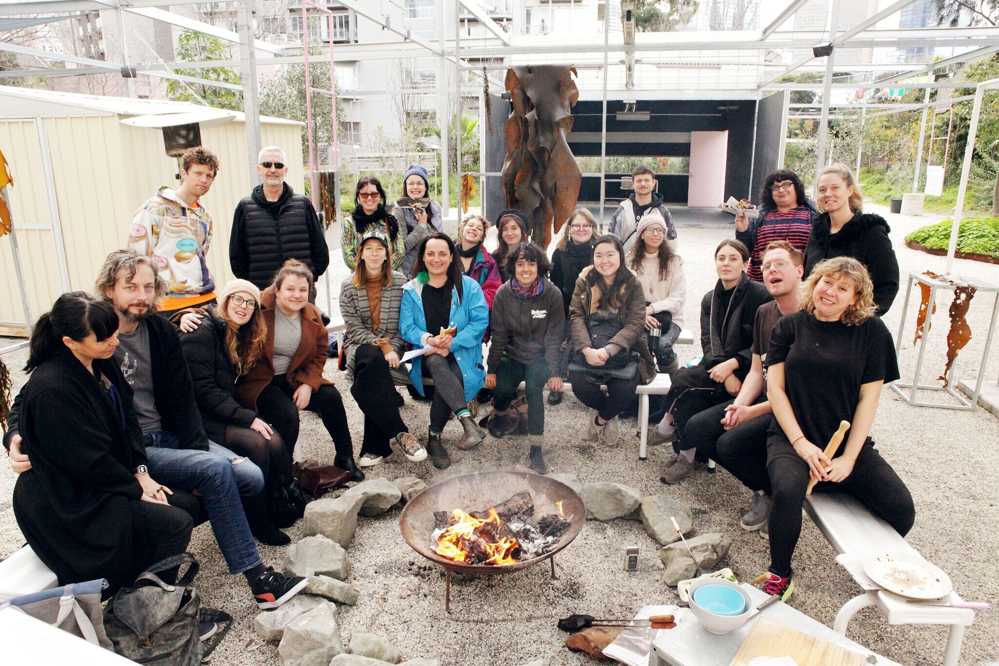 Danni Zuvela, Lichen Kelp and Mat Bate discussed 10 weird and wonderful things to do with seaweed. Jaffle Symposium group photo by Marina Lamari.