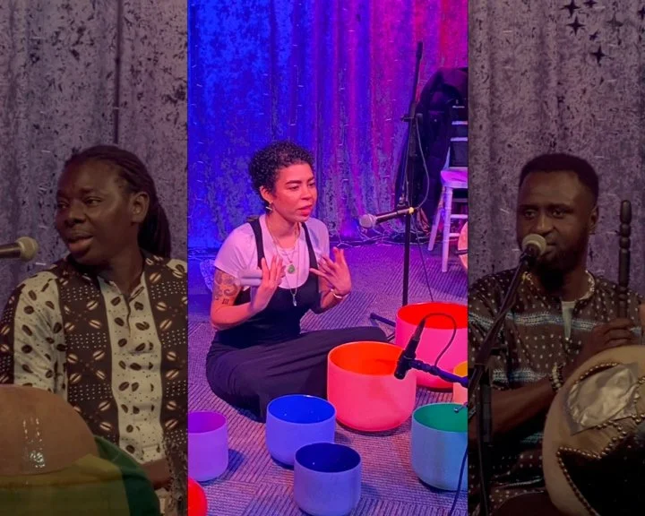 Flora&Fauna Exhibition At the falser club.  Sound bowl meditation by Lady Vic & The Great Gambian Griots
