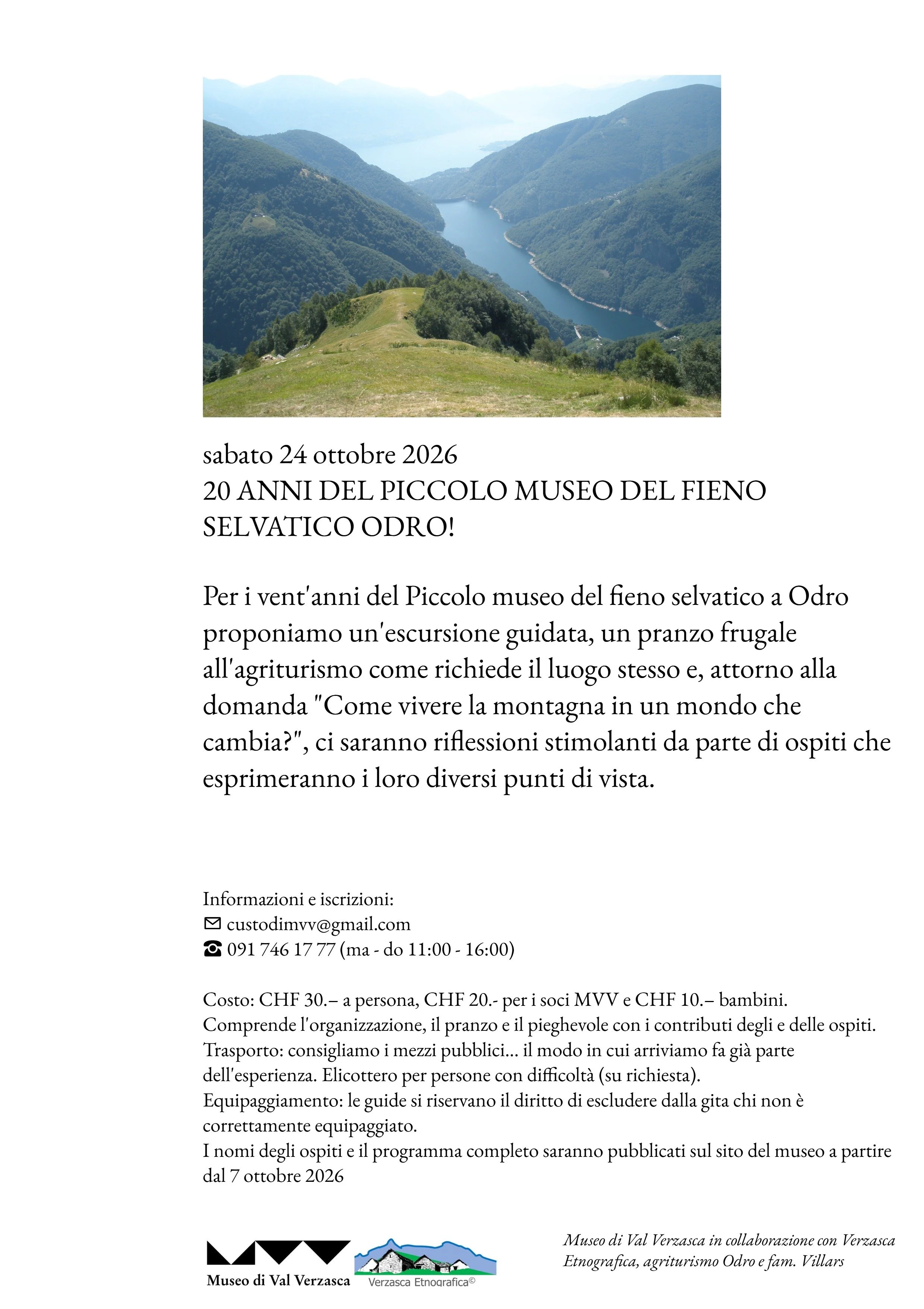 24.10.26 – 20 ANNI! IL PICCOLO MUSEO DEL FIENO SELVATICO (ODRO)