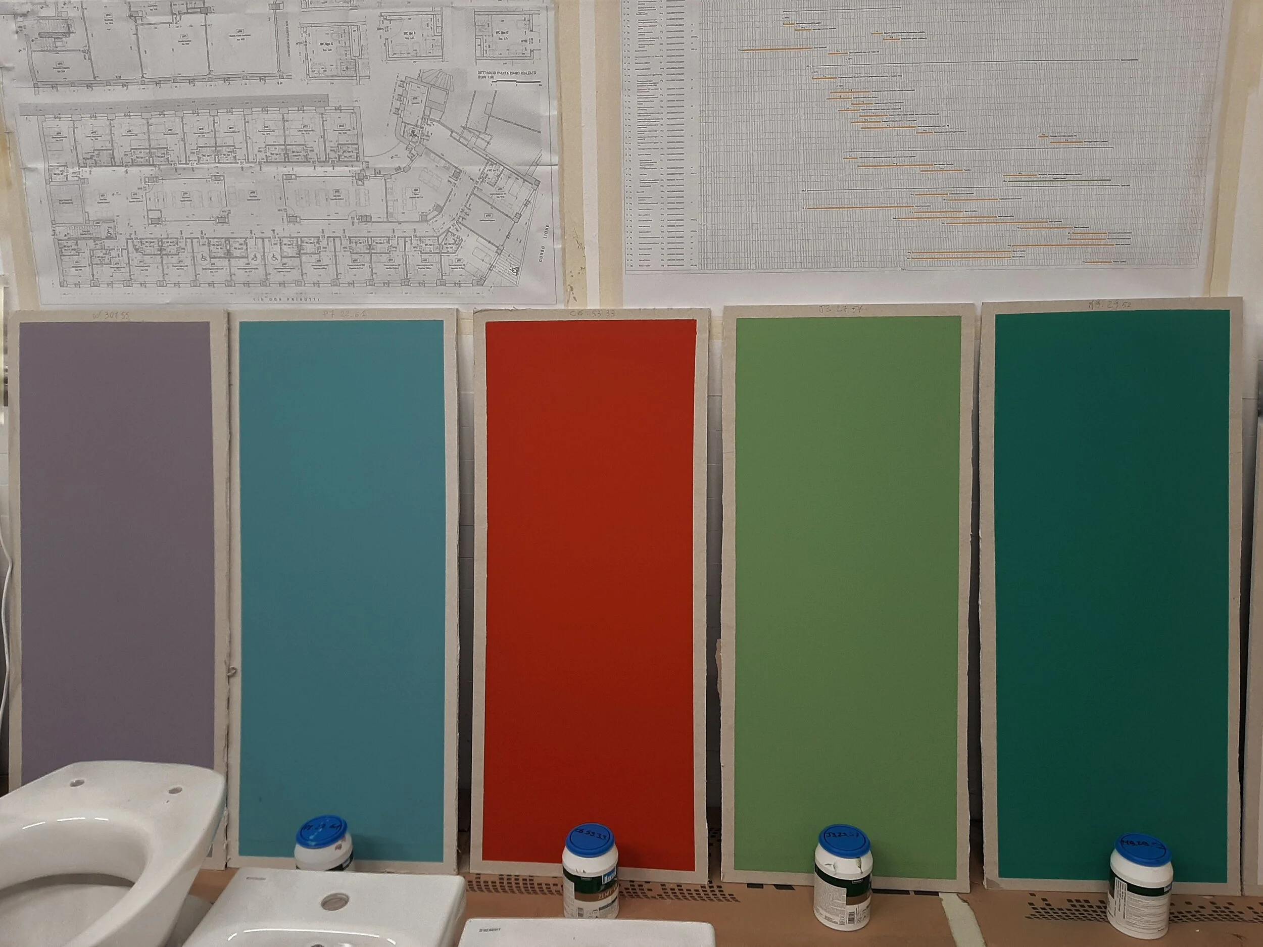 Collegio Einaudi - Campionature e prove colore.