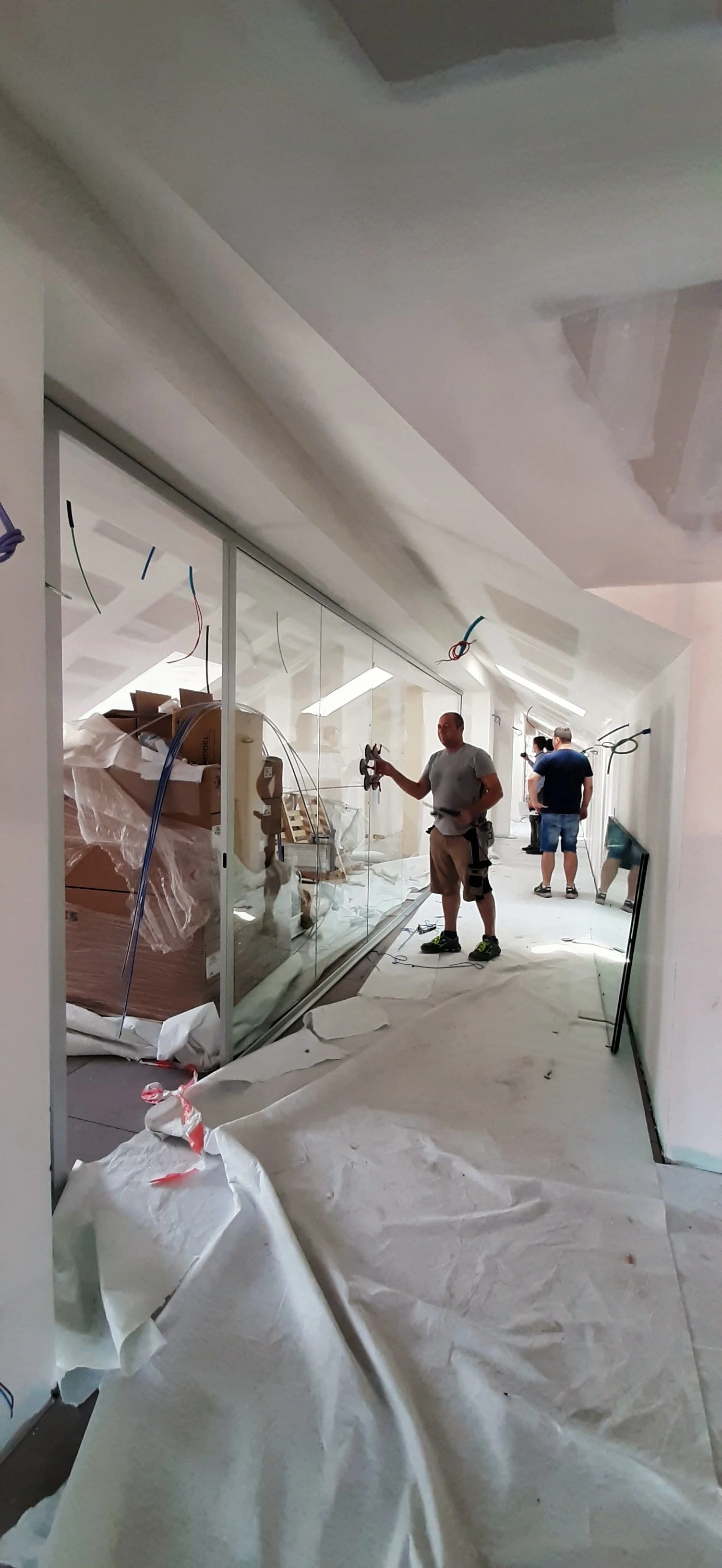 Collegio Einaudi, sezione Mole - Montaggio pareti vetrate.