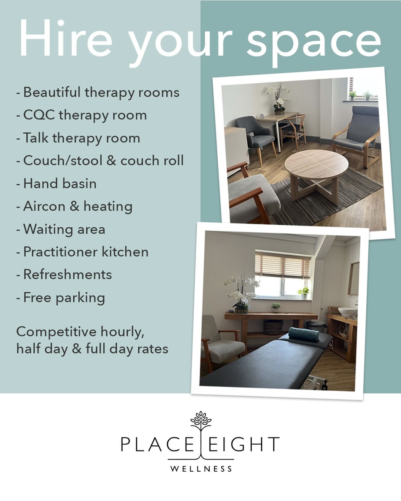Place Eight Wellness, Swanbourne, Bucks

Are you a therapist, wellbeing practitioner or counsellor looking to hire a great space?

Well designed and equipped rooms
Competitive and flexible hire rates

Suitable for new practitioner building up a clien