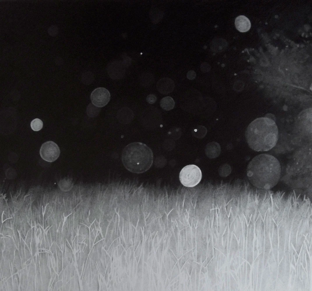 Orbs, 2010. Blyant på papir, 30 cm x 30 cm. // Orbs, 2010. Pencil on paper, 30 cm x 30 cm.