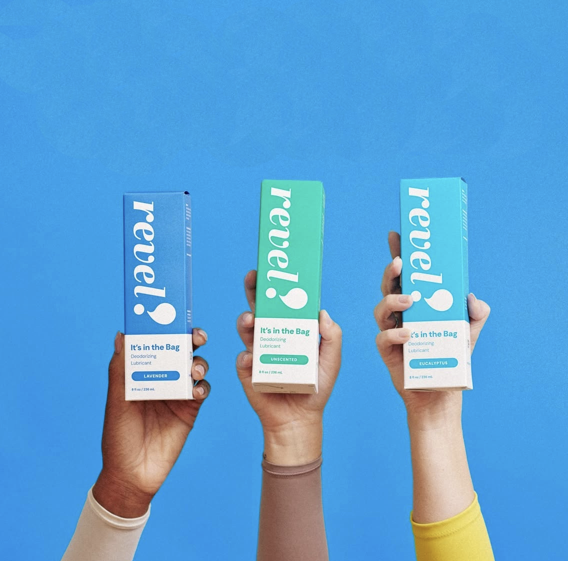 Art Direction for REVEL Ostomy and Product Styling by Raleigh, NC art director Ashley Hutchinson, Art Department Ashley, and her full service art department crew, hands holding product