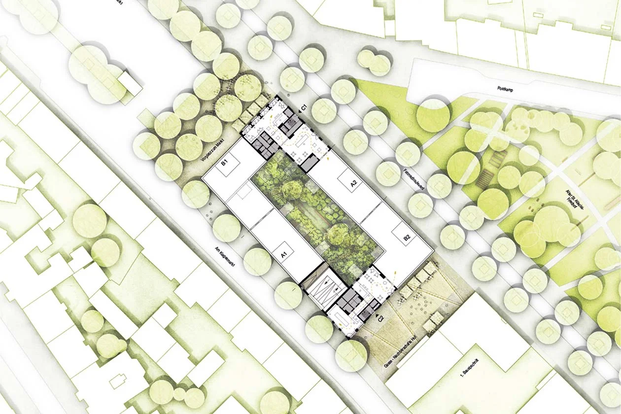 Hannover, 2019 Bauherr: PBA ProjektBau ALTSTERUFER GmbH, Hamburg in Zusammenarbeit mit: nsp christoph schonhoff landschaftsarchitekten stadtplaner, Hannover Visualisierung: Matthias Harms, www.matthiasharms.de