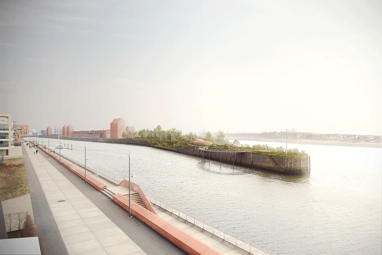 Bremen, 2018 Auftraggeber: Freie Hansestadt Bremen, Bremen Kellogg Manufacturing GmbH & Co. KG, Bremen wpd AG, Bremen in Zusammenarbeit mit: nsp christoph schonhoff landschaftsarchitekten stadtplaner, Hannover Visualisierung: Matthias Harms, www.matthiasharms.de