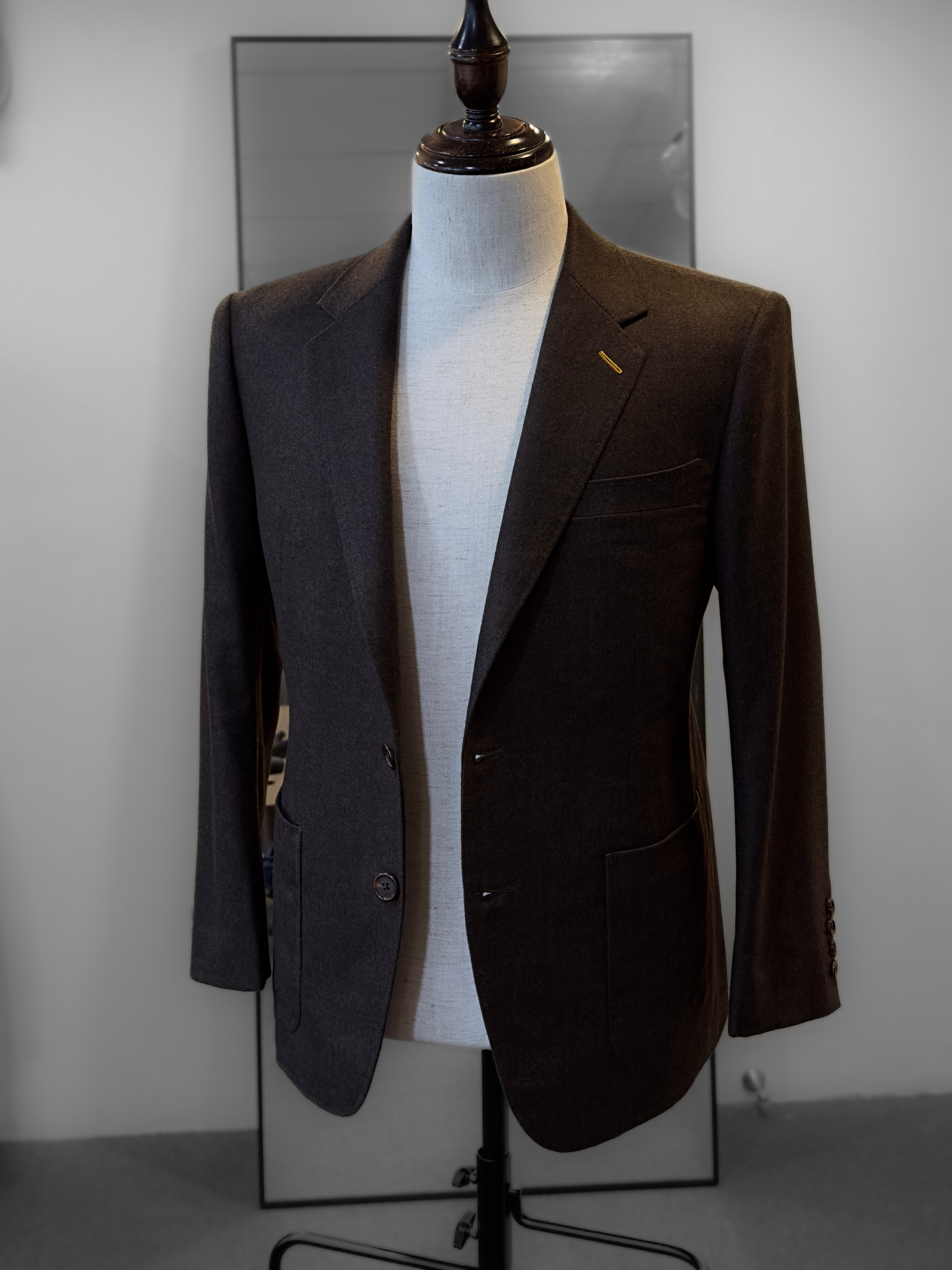 Loro Piana Pure Vicuna Dark Brown Herringbone Jacket