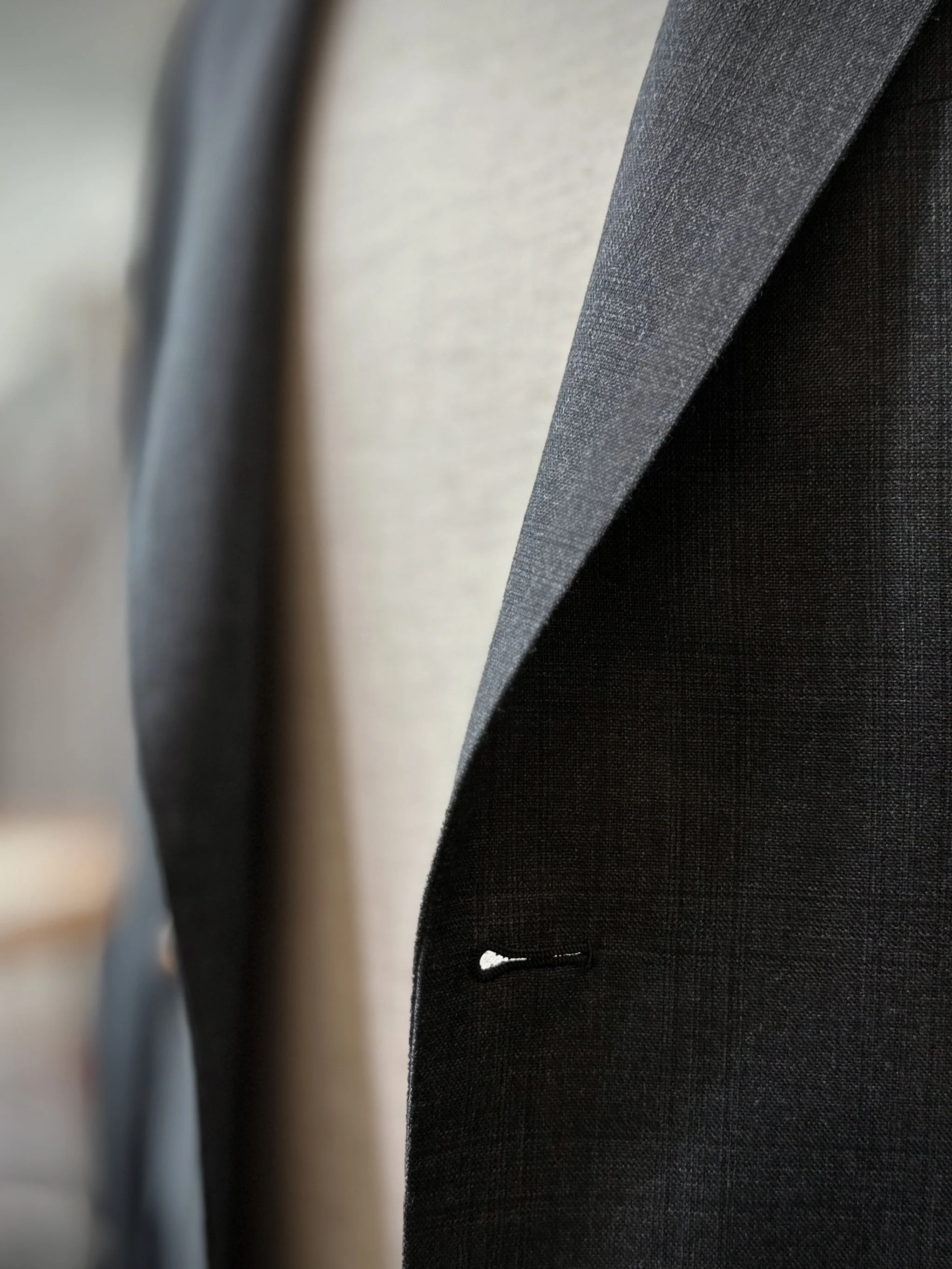 Super 120's Charcoal Grey Split Hopsack Check Suit 