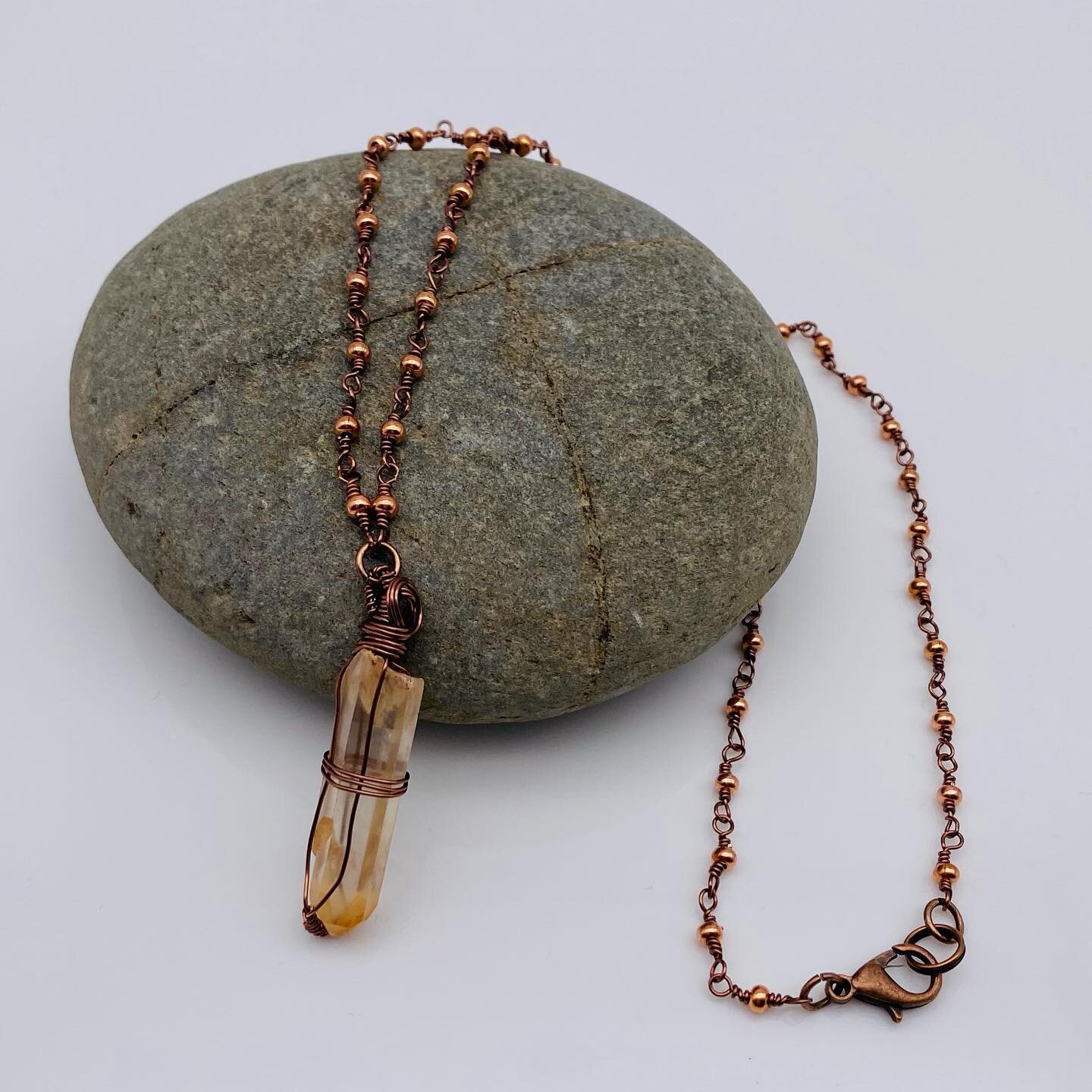 Known as a healing stone, phantom quartz is often used to help bring perspective into our lives and through Gaia&rsquo;s vibrations may allow us to connect more easily to the earth.

Made from antique copper, this wire wrapped necklace sports a majet