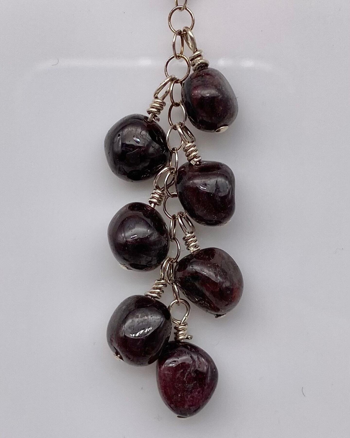 From the Latin word granatus meaning having many seeds or grain, Garnet the birthstone of January is often viewed as a symbol of love and friendship.

Hanging at approximately 2.5&rdquo; long, this Garnet nugget dangle pendant may just contain the 7 