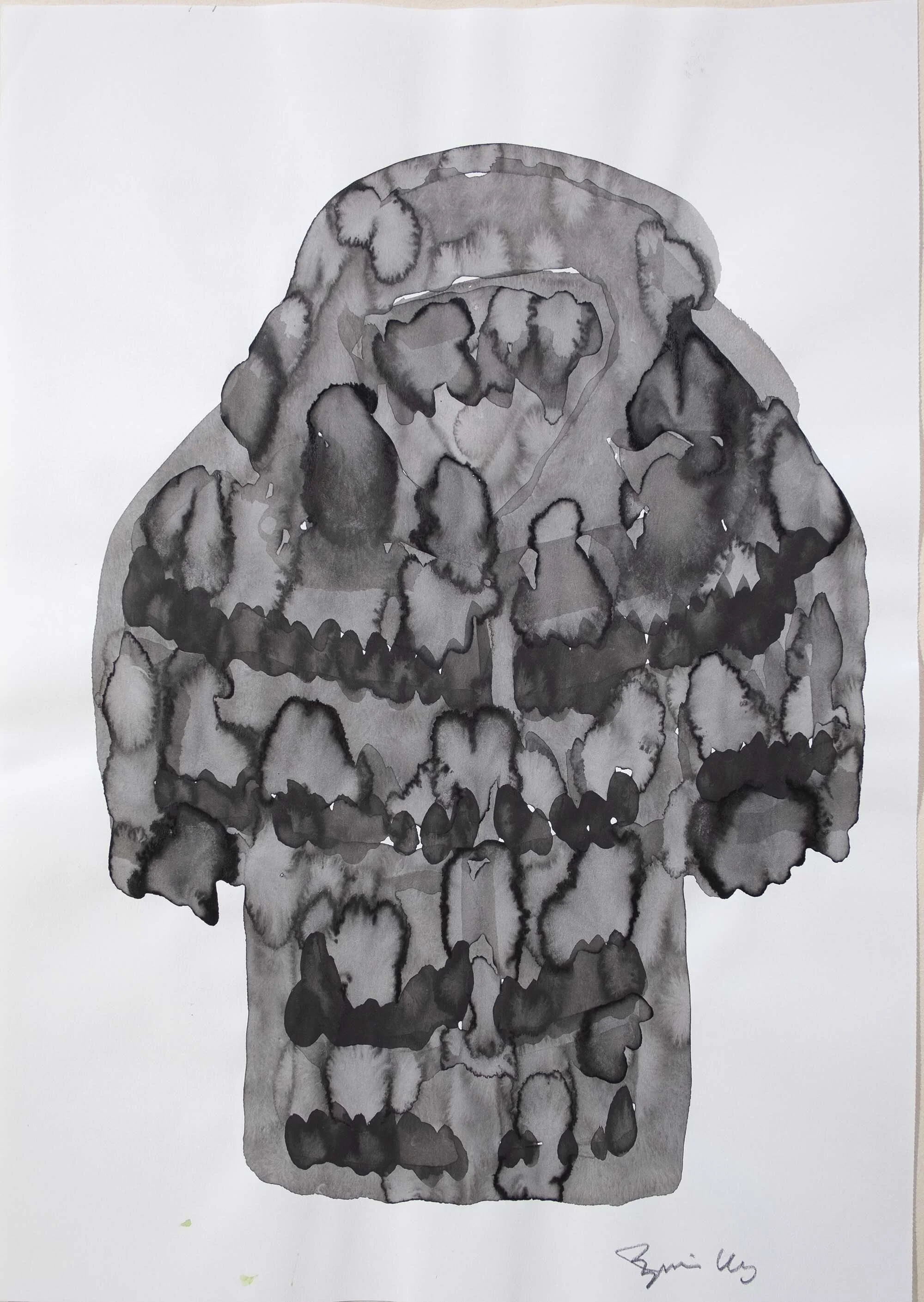   #23    Holland Flower Shirt No.3    [PT] 42x29,5cm. Tinta da china sobre papel.  Assinado e datado 2018.  [EN]  42x29,5cm.  Indian ink on paper.  Signed and dated 2018.   Sold      