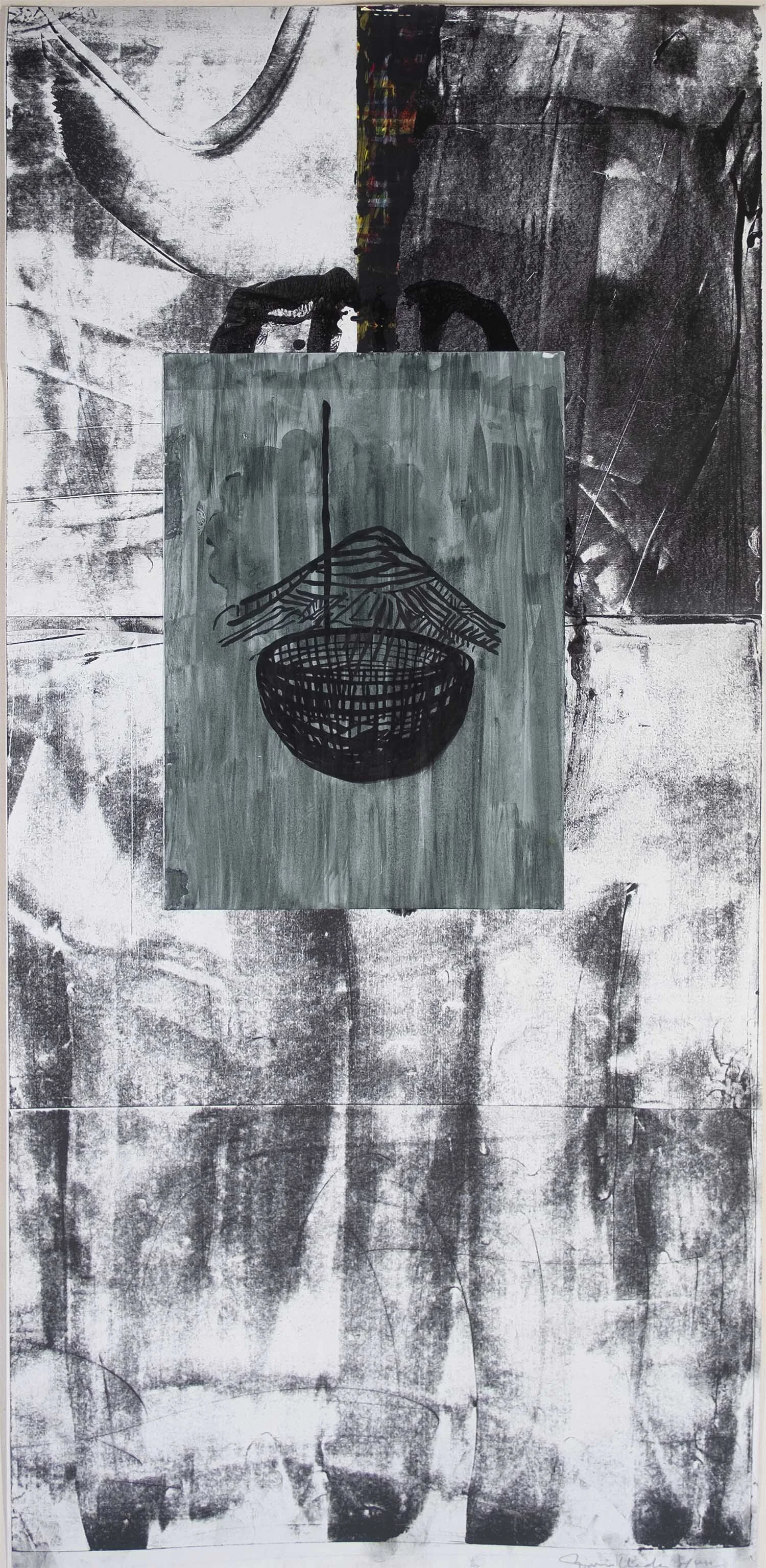   #40  UKIYO-E    [PT] 83x39,5cm.  Colagem, monotipia, collagraph e tinta.  Assinado e datado 2011/12.  [EN]  83x39,5cm.  Collage, monotype, collagraph and painting.  Signed and dated 2011/12.   Not sold  