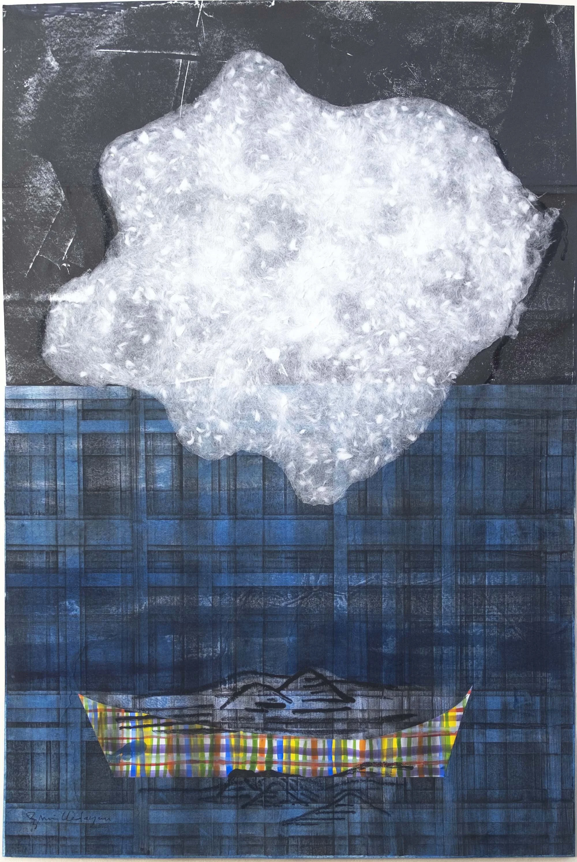   #39  My Land Is Your Land    [PT]  58x38,5 cm.  Colagem, monotipia, collagraph, tinta e papel feito a mão sobre papel.  Assinado e datado 2016.  [EN]  58x38,5 cm. Collage, monotype, collagraph, ink and handmade paper on paper. Signed and dated 2016