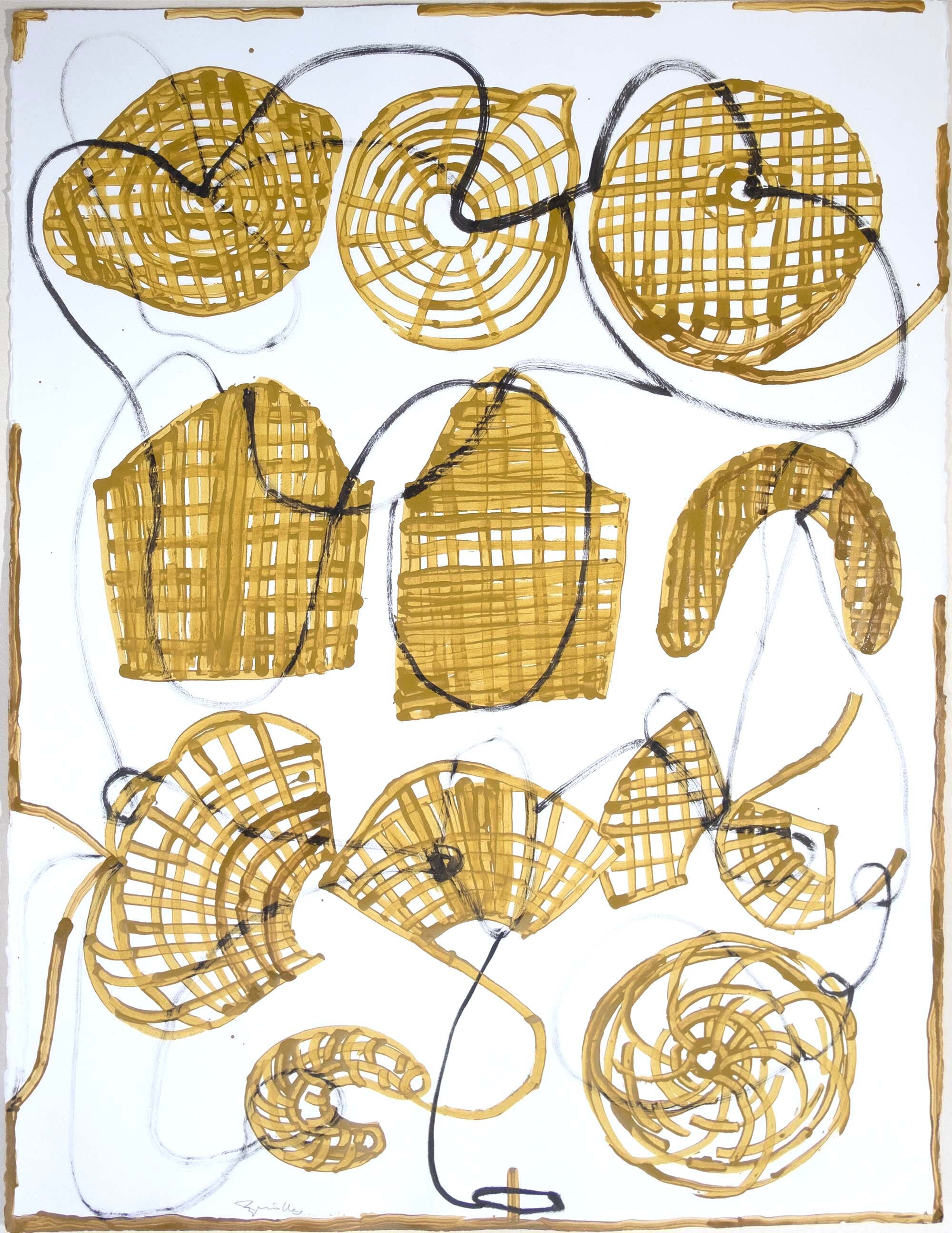   #36  Portuguese Basketry    [PT]  77x57cm.  Tinta acrílica sobre papel Arches.  Assinado e datado 2013.  [EN]  77x57cm.  Acrylic on Arches paper.  Signed and dated 2013.   Sold  