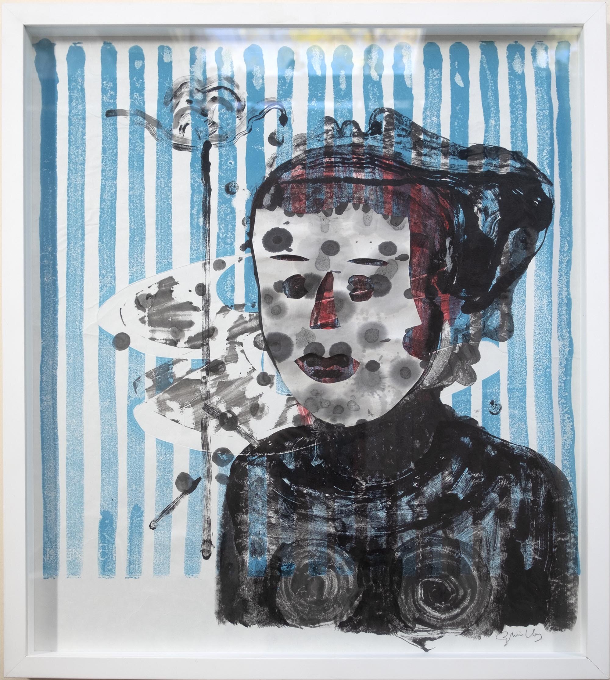   #42  Breathing Practice    [PT]  58x50,5cm.  Monotipia e colagem sobre papel japonês Kozo e papel Gampi. Assinado e datado 2017.  Emoldurado.  [EN] 58x50,5cm.  Monotype and collage on Japanese Kozo paper and Gampi paper.  Signed and dated 2017.  Fr