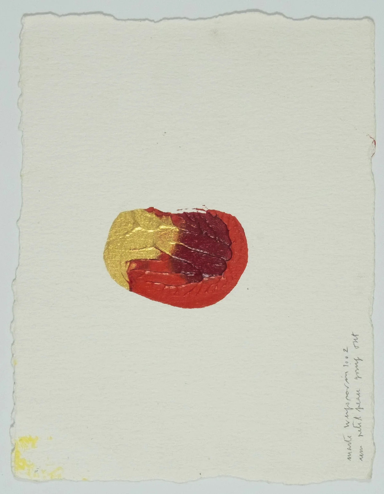   #10 Sem título  (Une petite peau going out) 19x14,5cm.  Acrílico sobre papel de aguarela.  Assinado e datado 2002.    Vendido Sold  