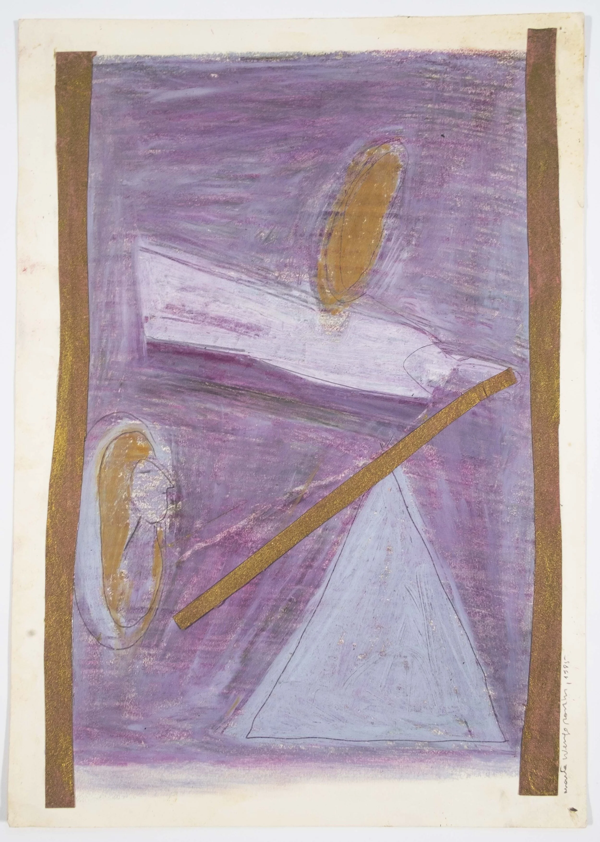   #20 Sem título  30x21cm.  Lápis de cera, grafite e colagem sobre papel.  Assinado e datado 1985.     Não vendido Not sold  
