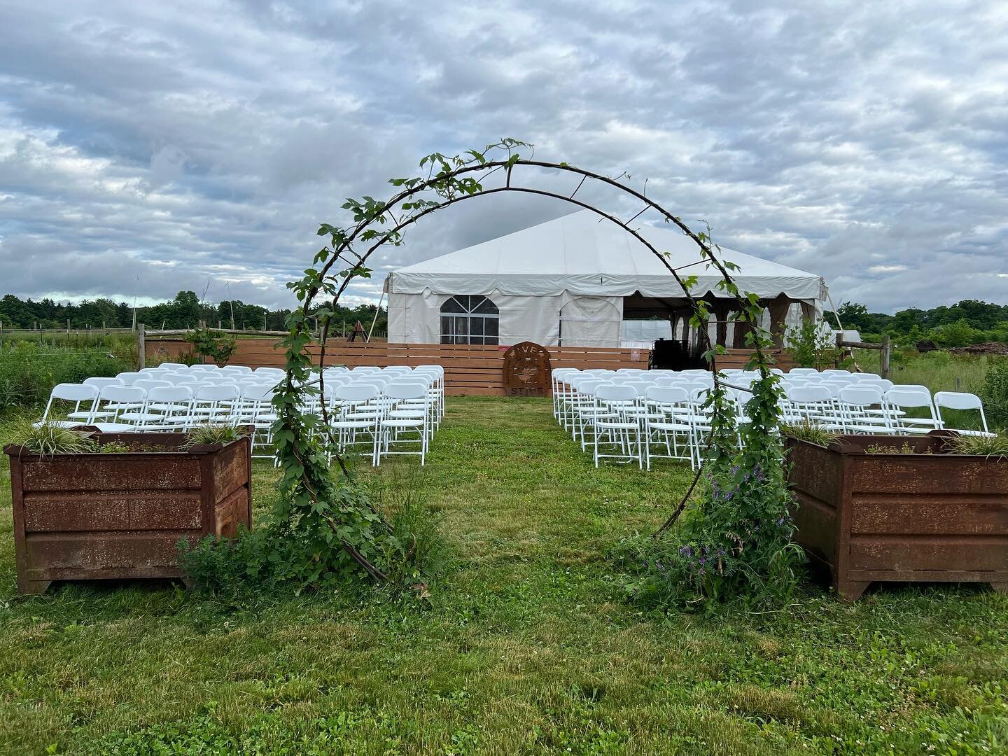 We are open! Don&rsquo;t be scared by all the cars&mdash;we have room for you! We are hosting a beautiful wedding in our event tent.