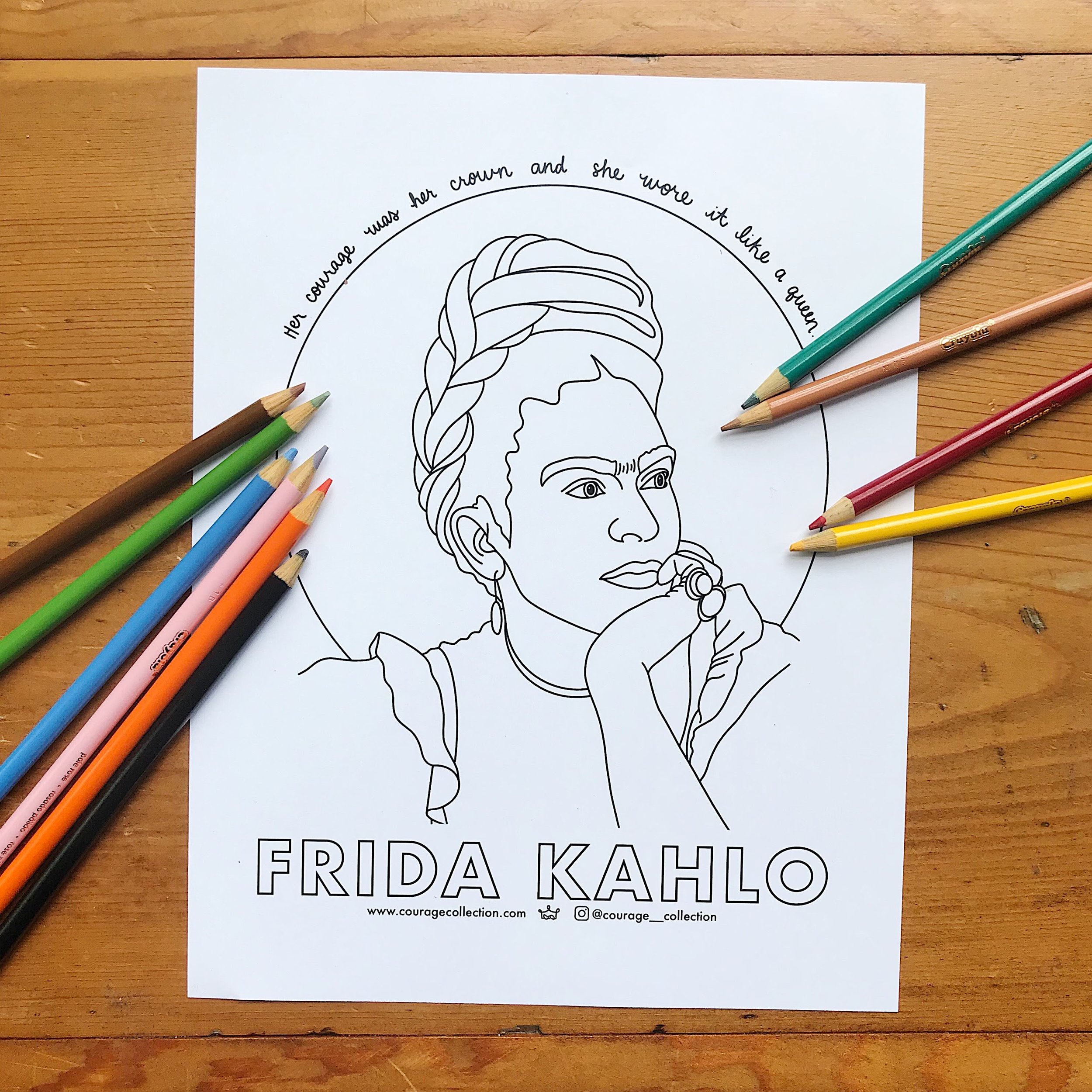 Frida Coloring Sheet Courage Collection