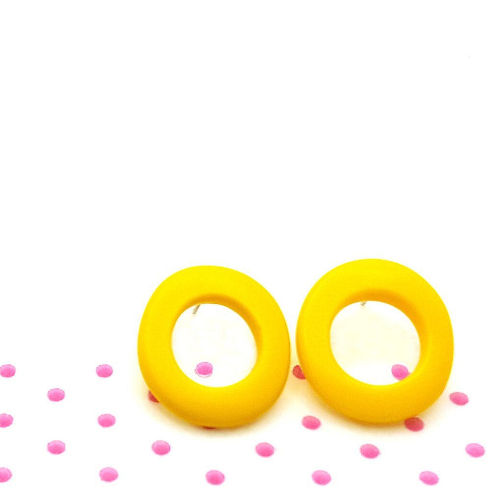 bright yellow hoop earrings