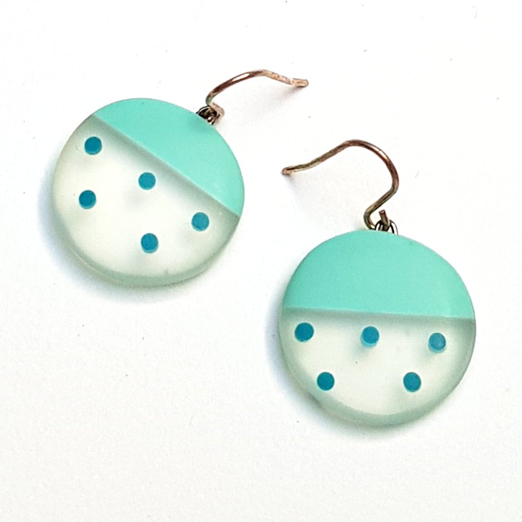 mini rounds - turquoise with deep turquoise dots