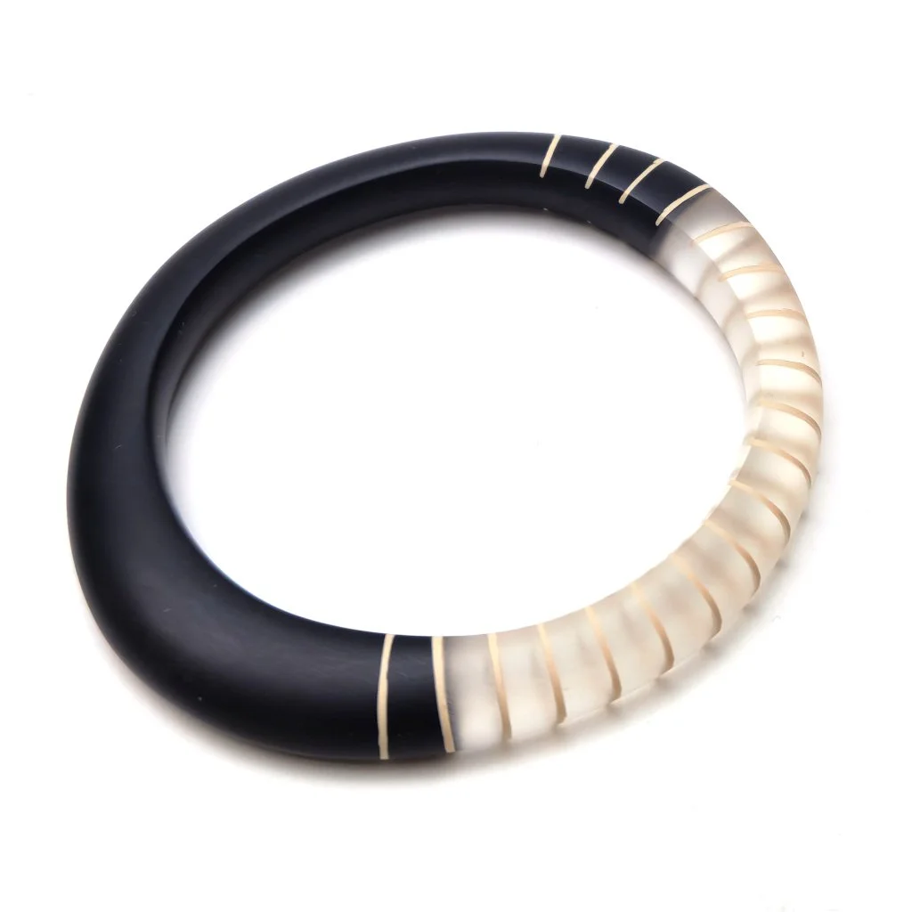 wangle bangle - black with clear cut out / nude stripes