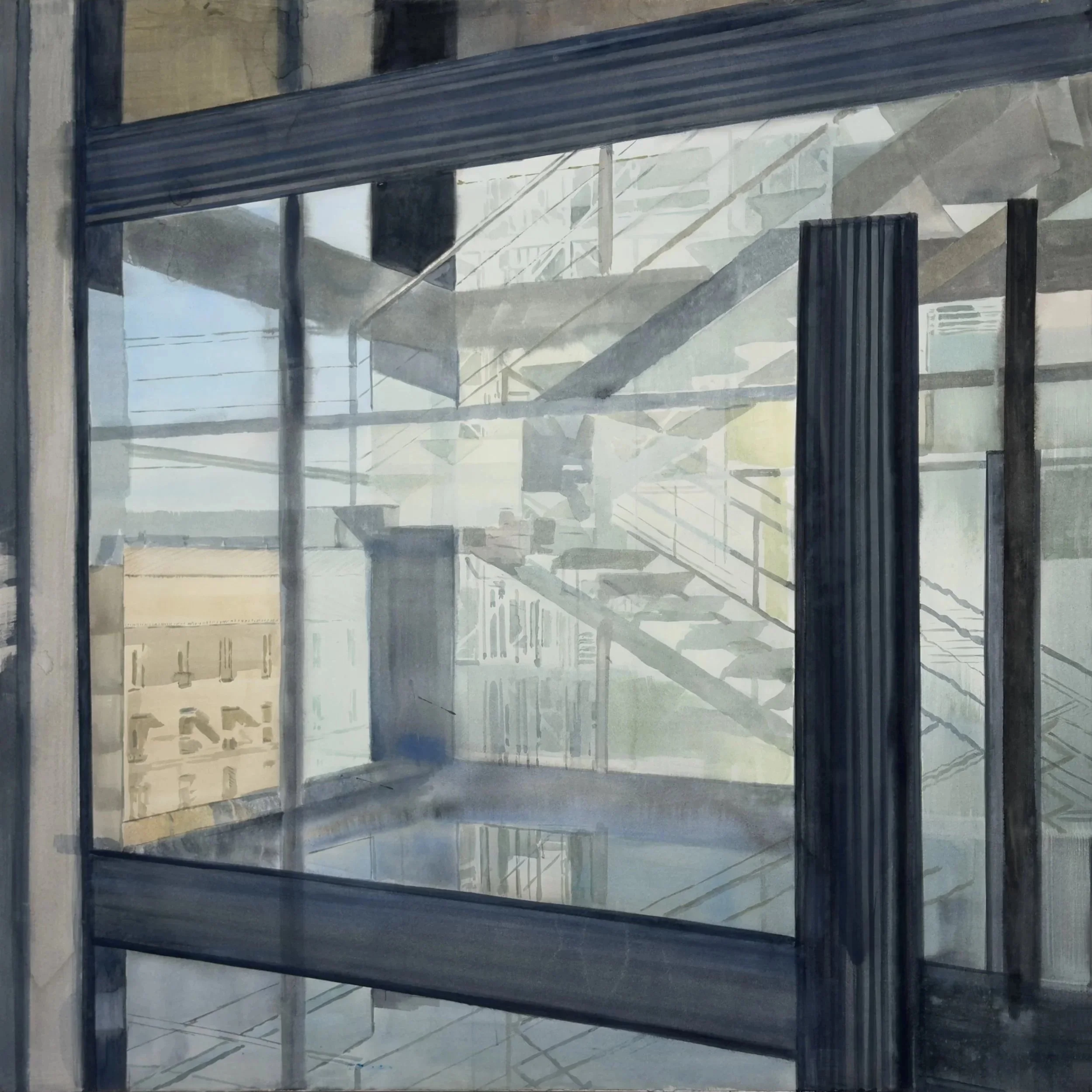 Blue Green Glass Staircase