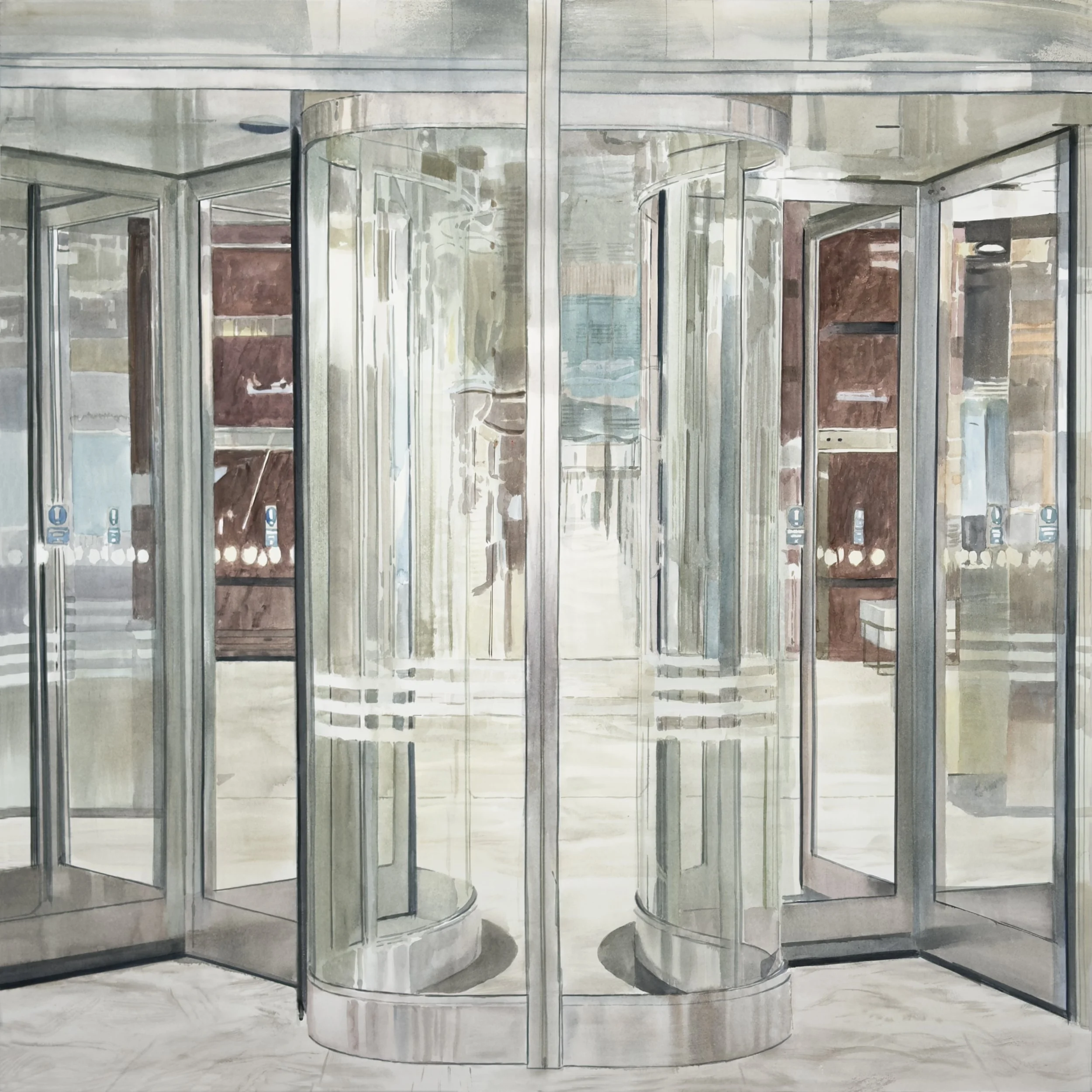 Green Glass Revolving Doors